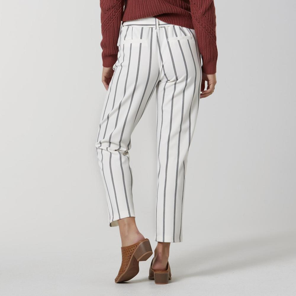 Simply Styled Women's Dress Pants & Belt - Striped