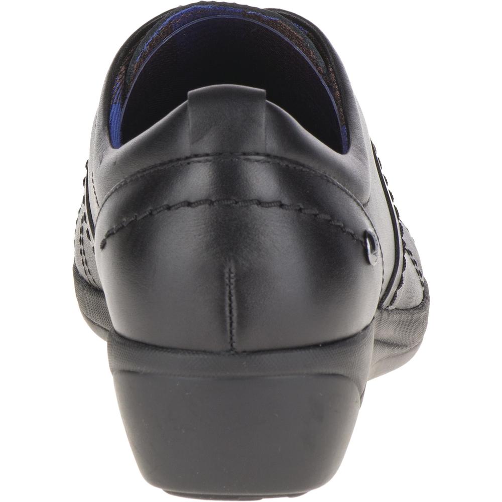 Hush Puppies Women's Champion Oleena Black Leather Comfort Wedge Oxford - Wide Width Available