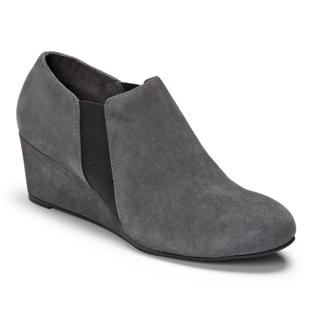 Vionic with Orthaheel Technology Women's Stanton Suede Wedge Bootie - Gray