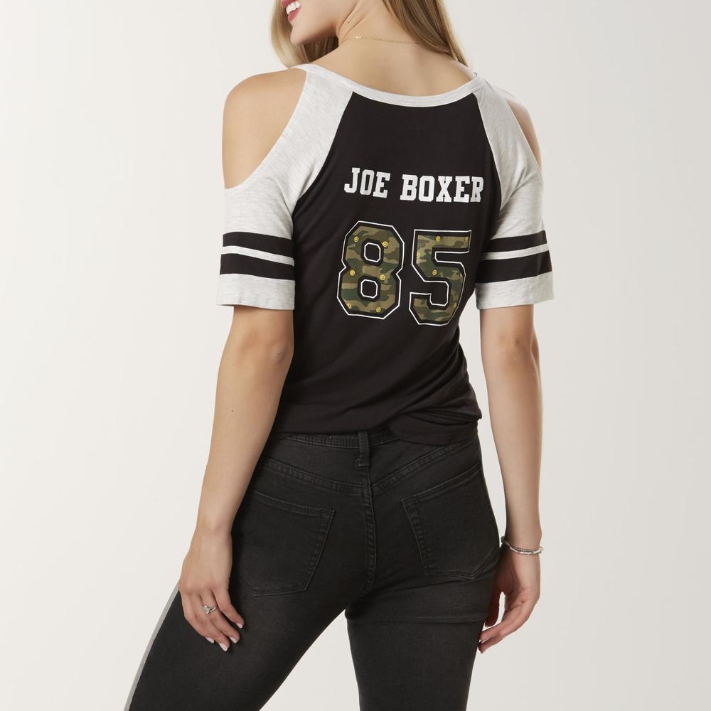 Joe Boxer Juniors' Cold Shoulder Graphic T-Shirt - Camouflage/85