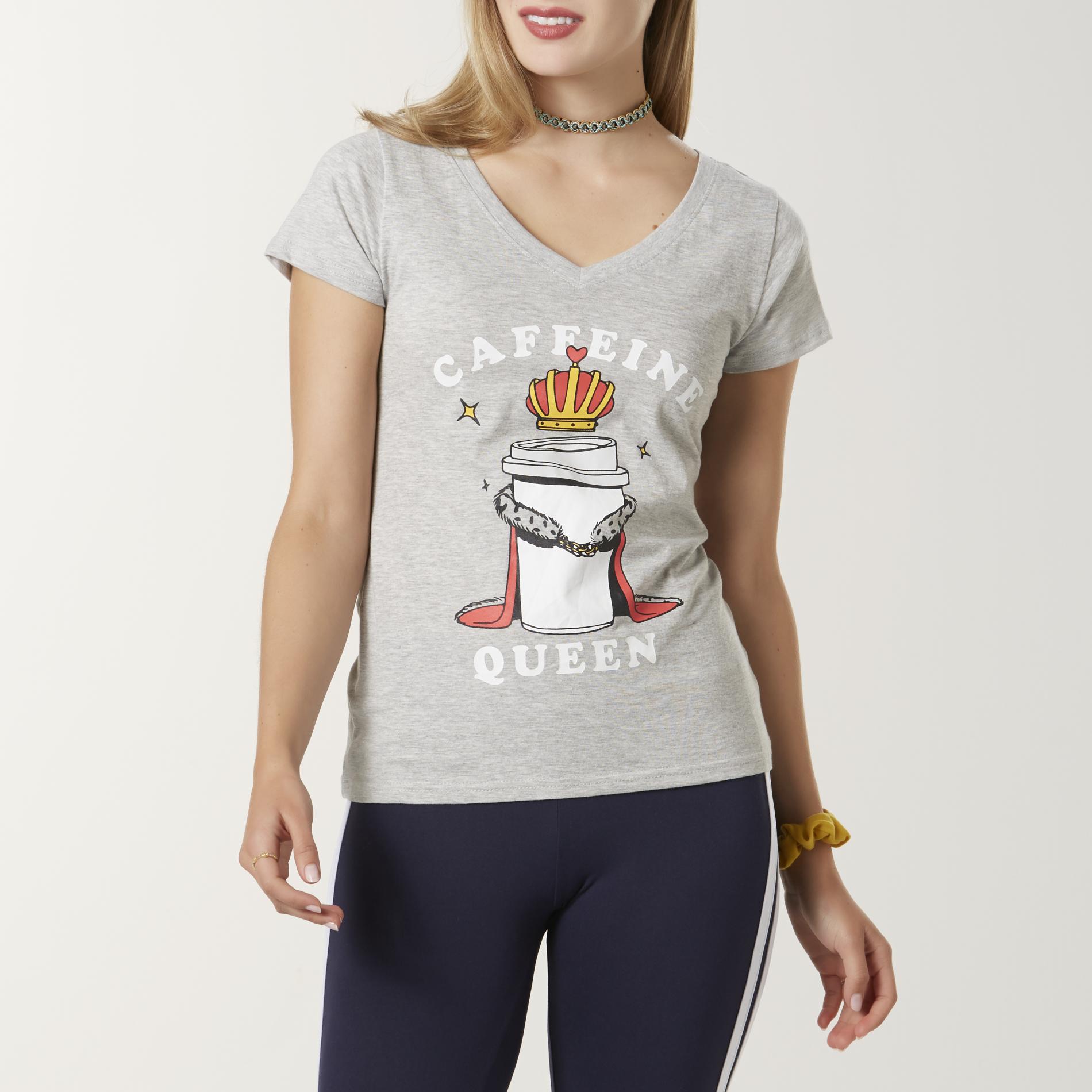 Joe Boxer Juniors' V-Neck Graphic T-Shirt - Caffeine Queen