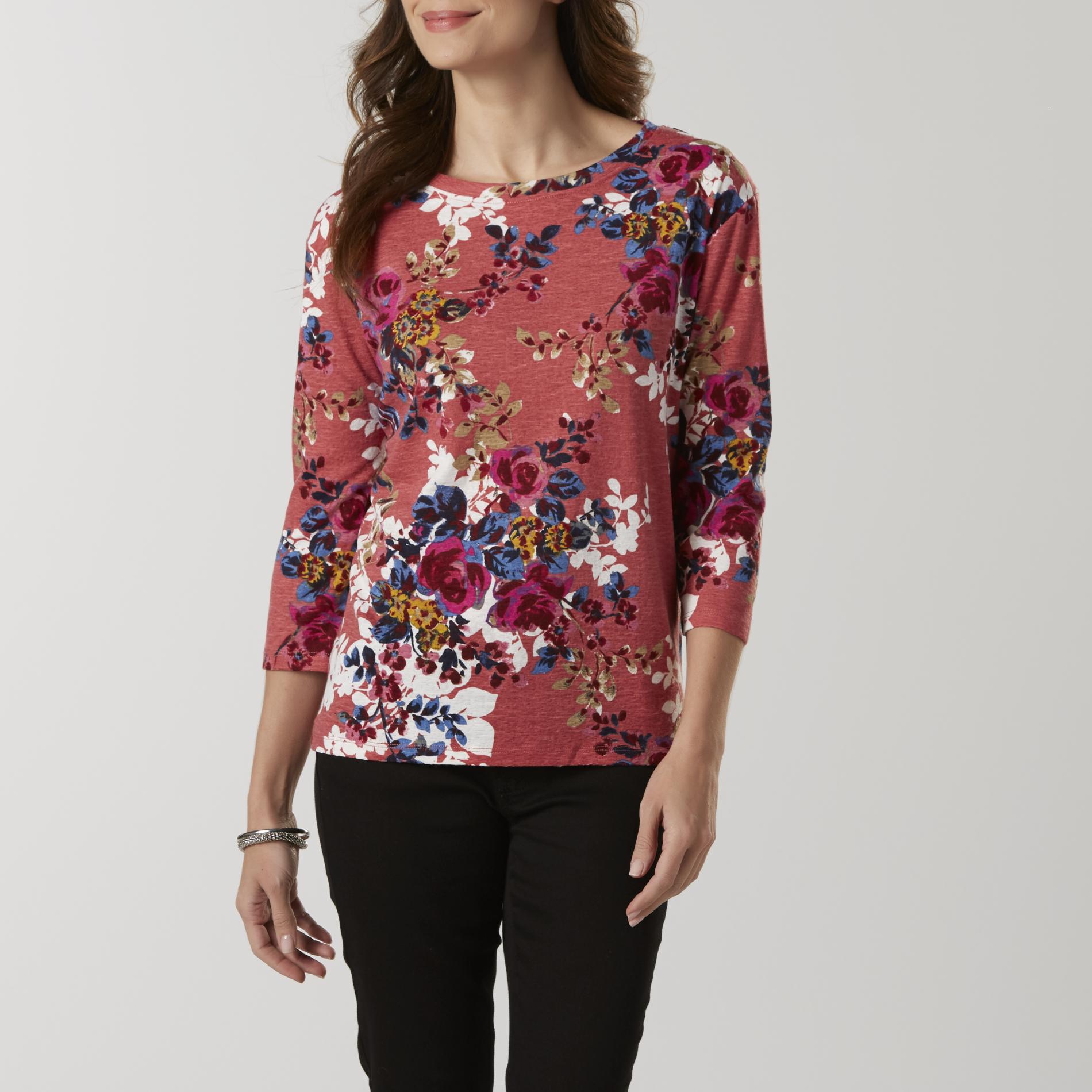 Laura Scott Women's Three-Quarter Sleeve Shirt - Floral