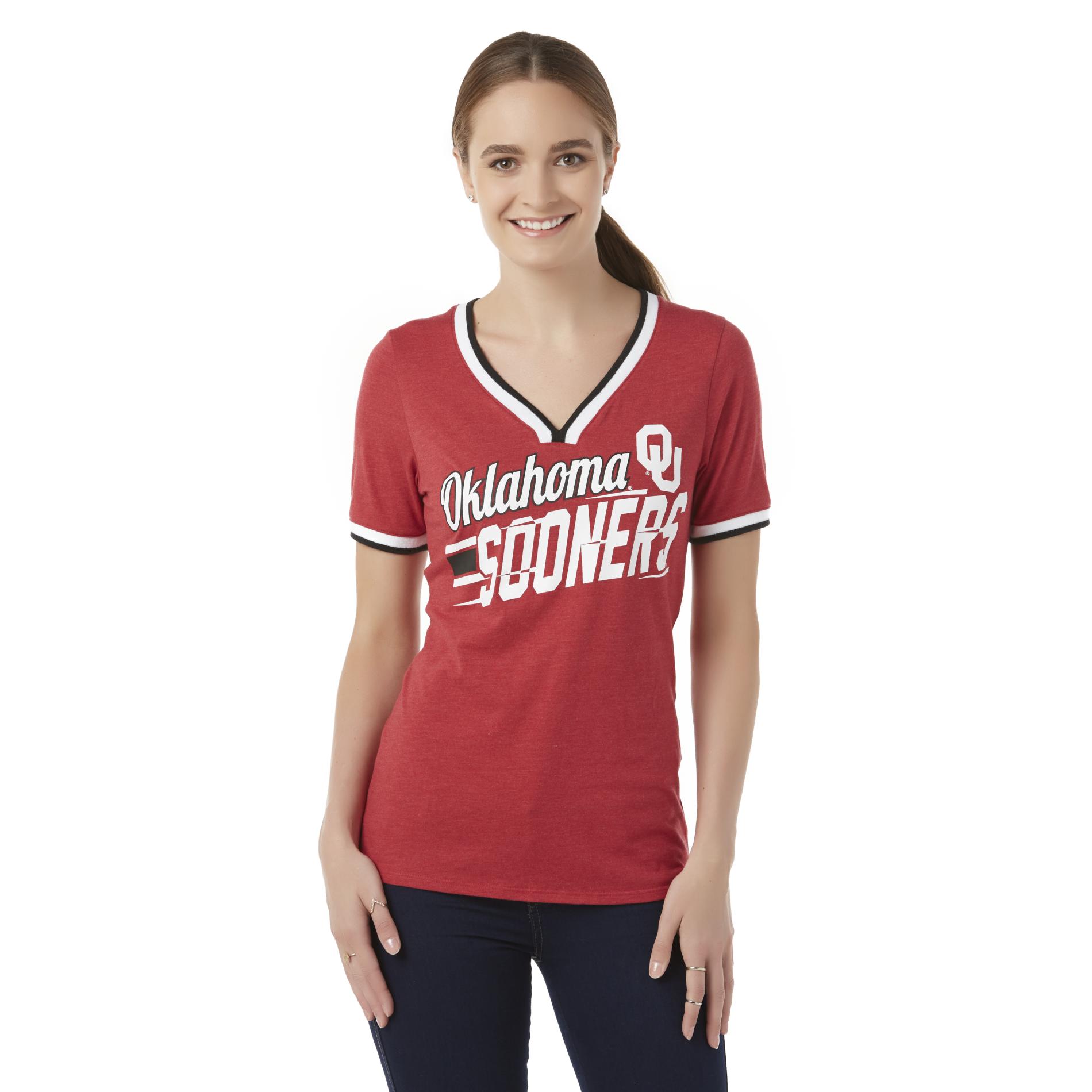 NCAA Women's V-Neck T-Shirt - University of Oklahoma Sooners