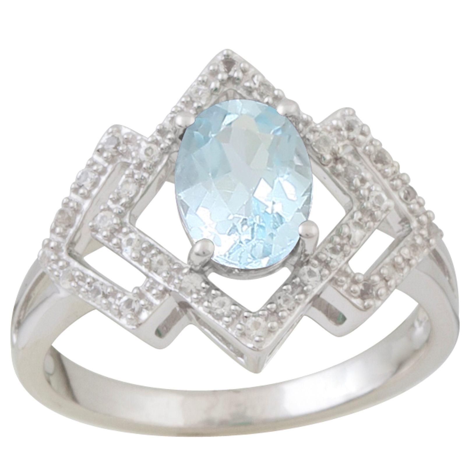 Sterling Silver Blue Topaz Oval Ring