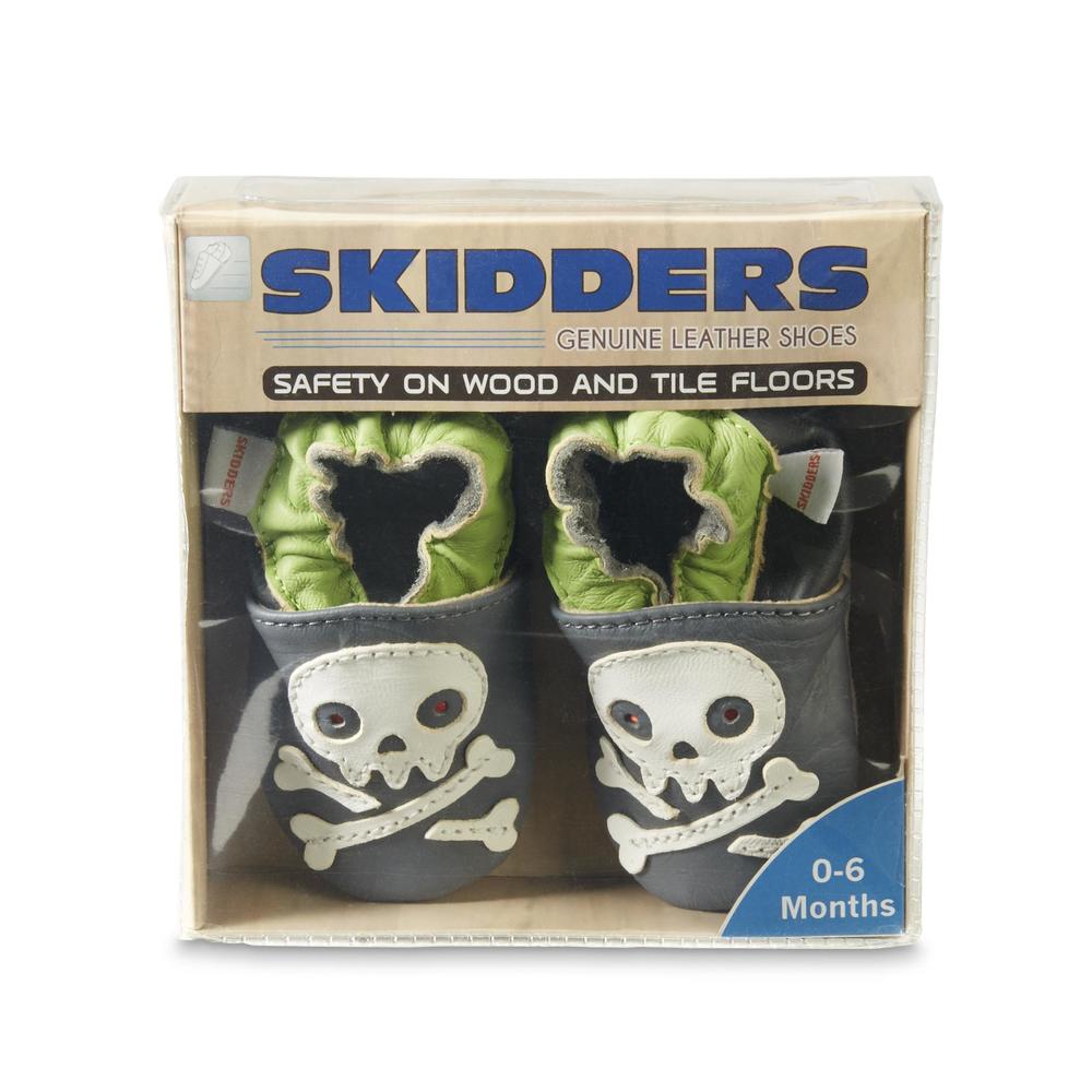 Skidders Baby Boy's Gray/Skull Leather Crib Shoe