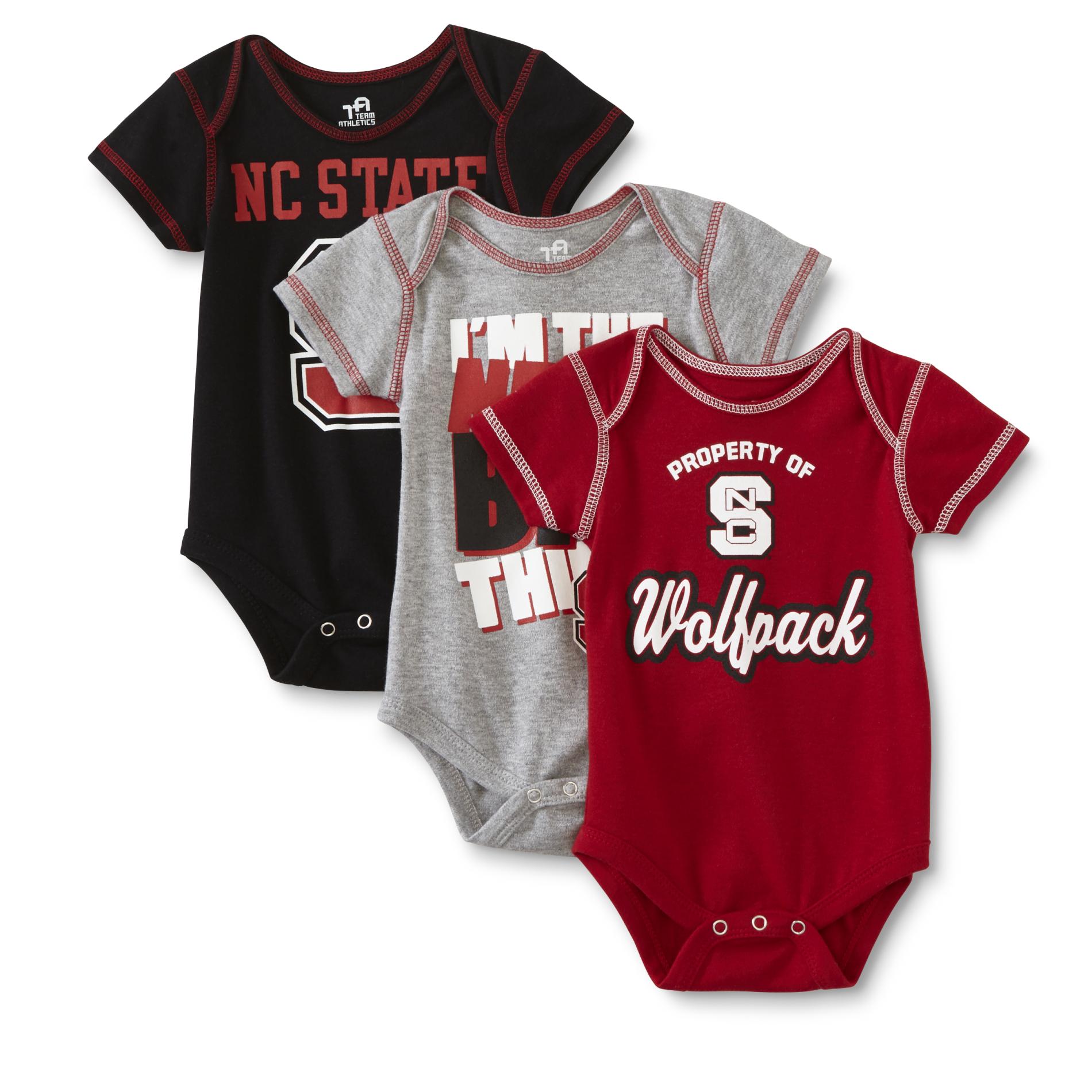 NCAA Newborn & Infant Boys' 3-Pack Bodysuits - North Carolina State University