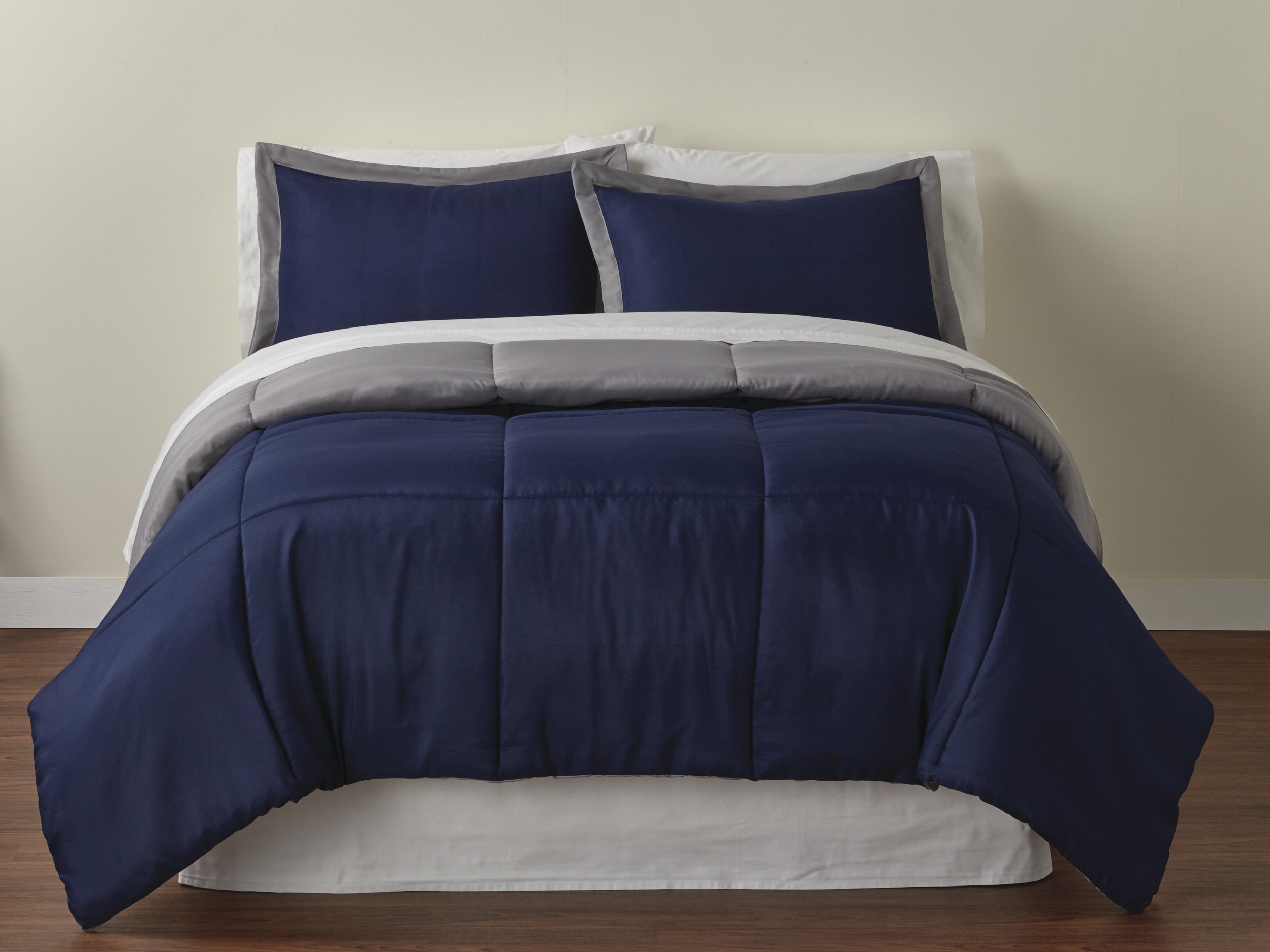 Colormate Reversible Comforter Set - Navy/Gray