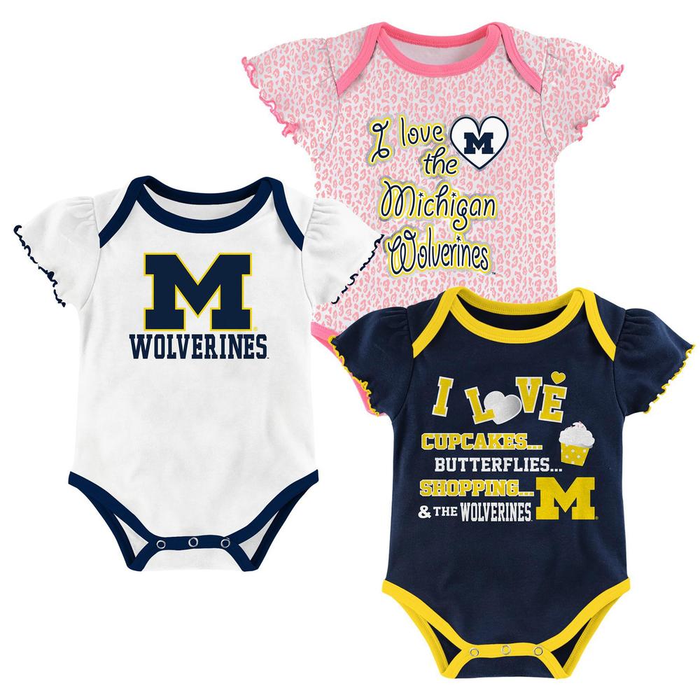Infant & Toddler Girls' 3-Pack Bodysuits - University of Michigan