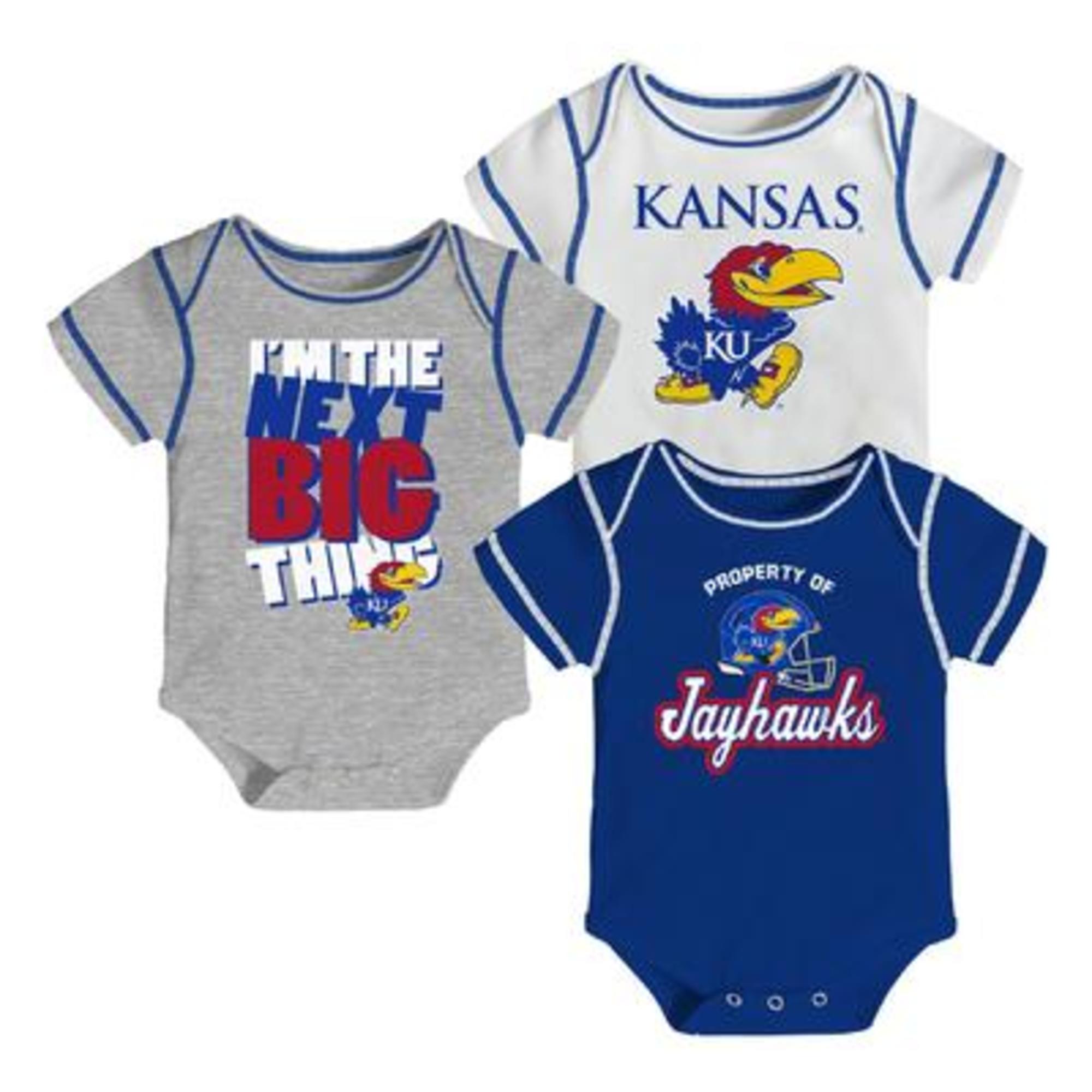 NCAA Newborn & Infant Boys' 3-Pack Bodysuits - University of Kansas