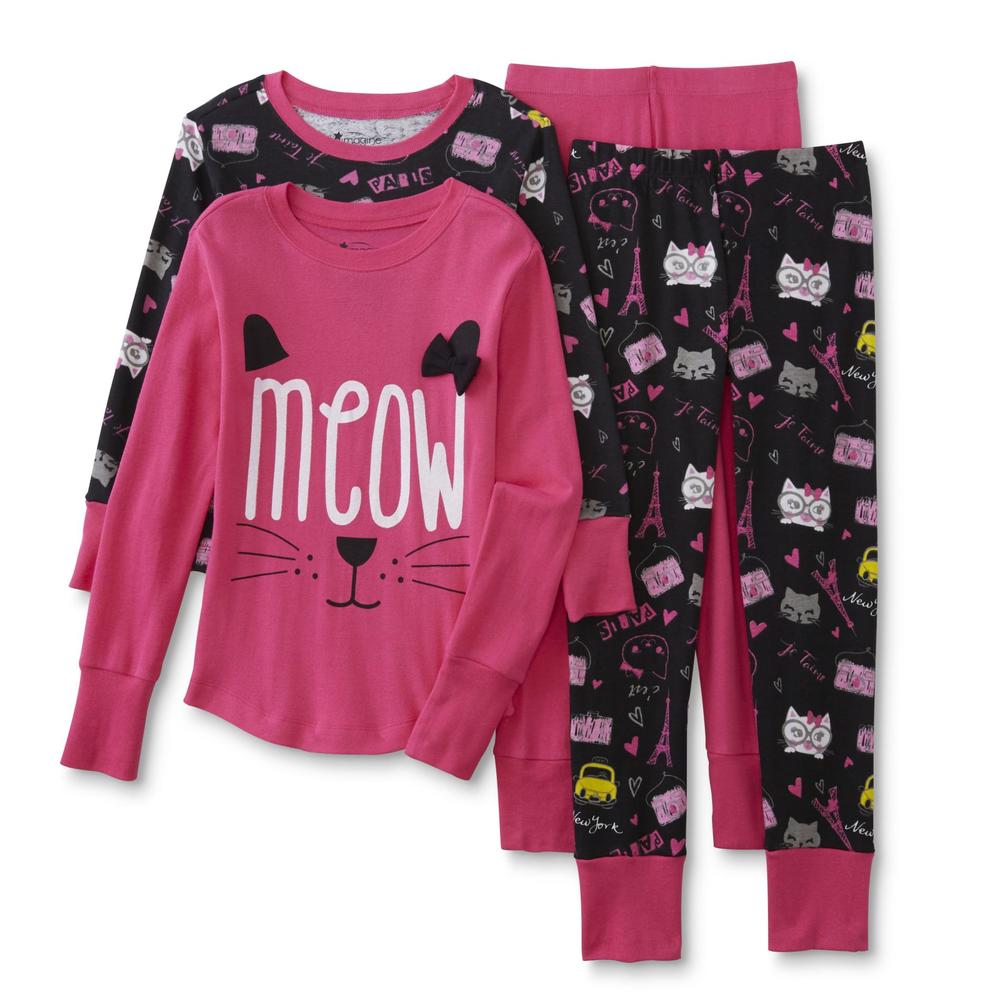 Imagine Girls' 2-Pairs Long-Sleeve Pajamas - Kitty Cat