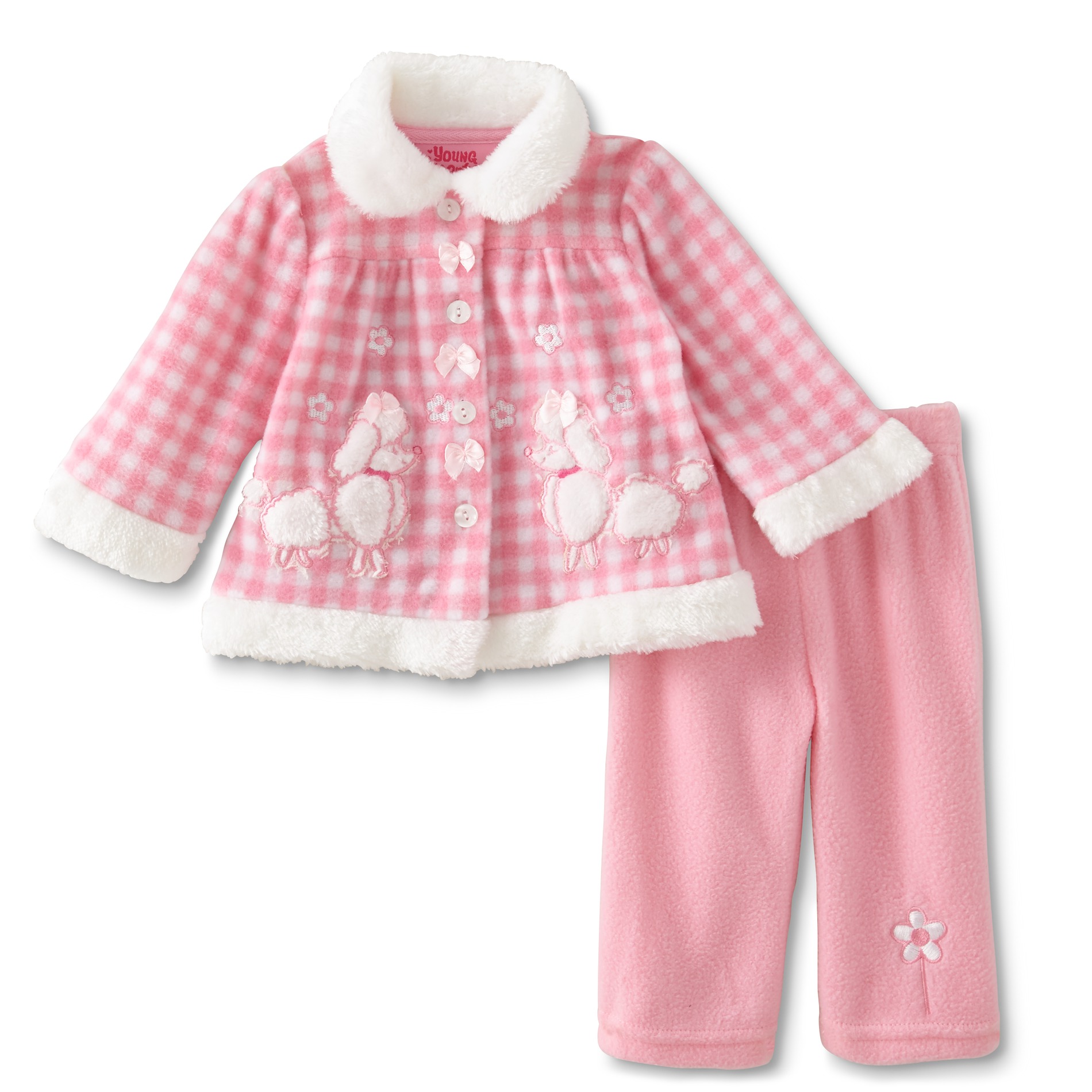 Young Hearts Newborn Girl's Fleece Jacket & Pants - Poodles