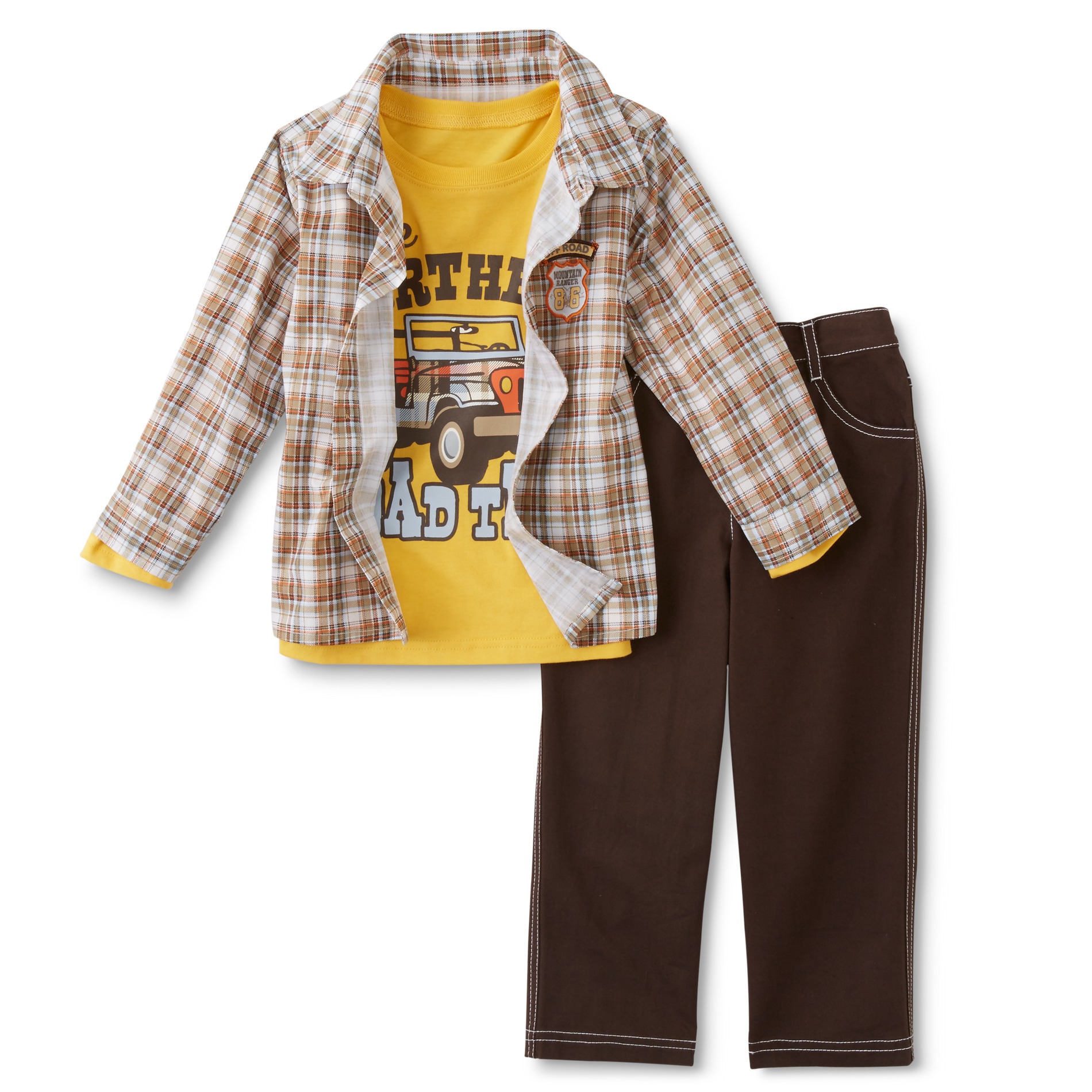 Little Rebels Infant & Toddler Boy's T-Shirt, Button-Front Shirt & Pants - Plaid