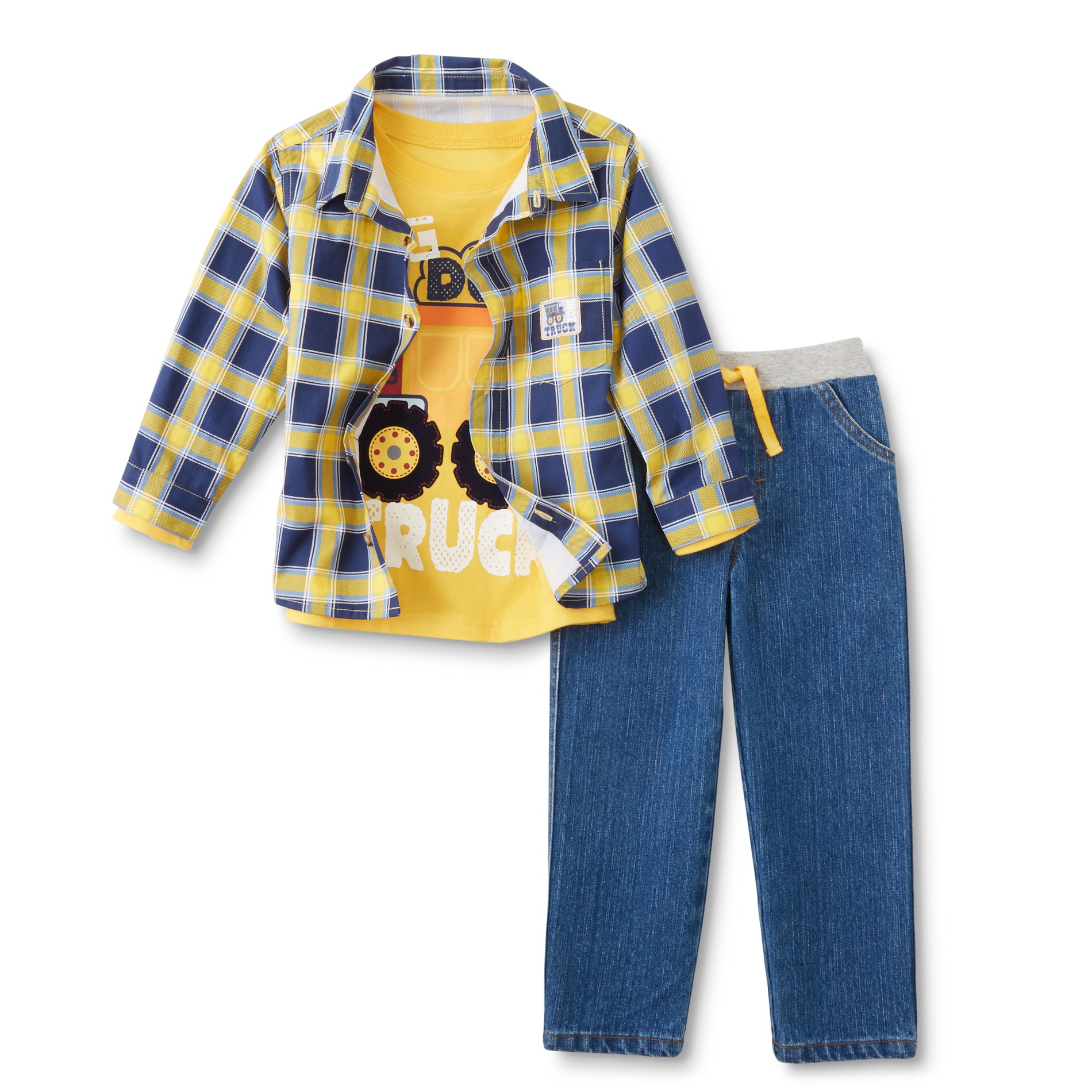 Little Rebels Infant & Toddler Boy's T-Shirt, Button-Front Shirt & Jeans - Plaid