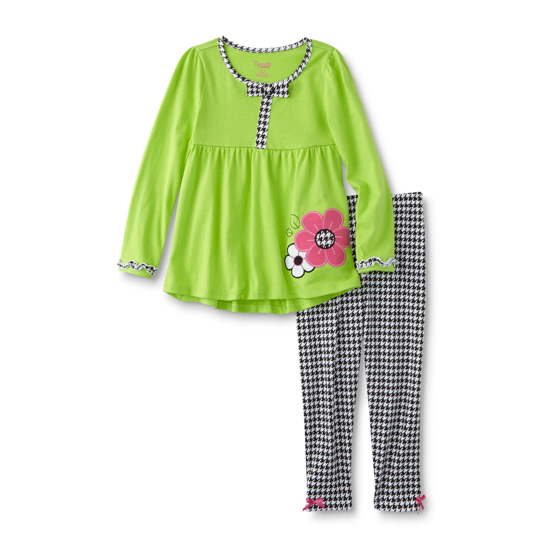 Young Hearts Girls' Long-Sleeve Top & Leggings - Houndstooth Check