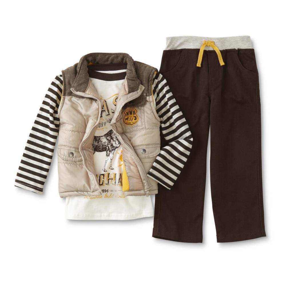 Little Rebels Infant & Toddler Boys' Vest, Shirt & Pants - Striped