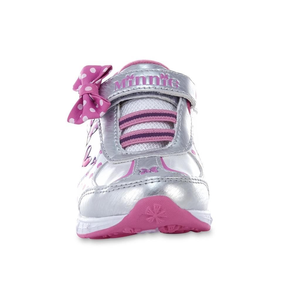 Disney Toddler Girls' Minnie Mouse Sneaker - Pink/White/Silvertone