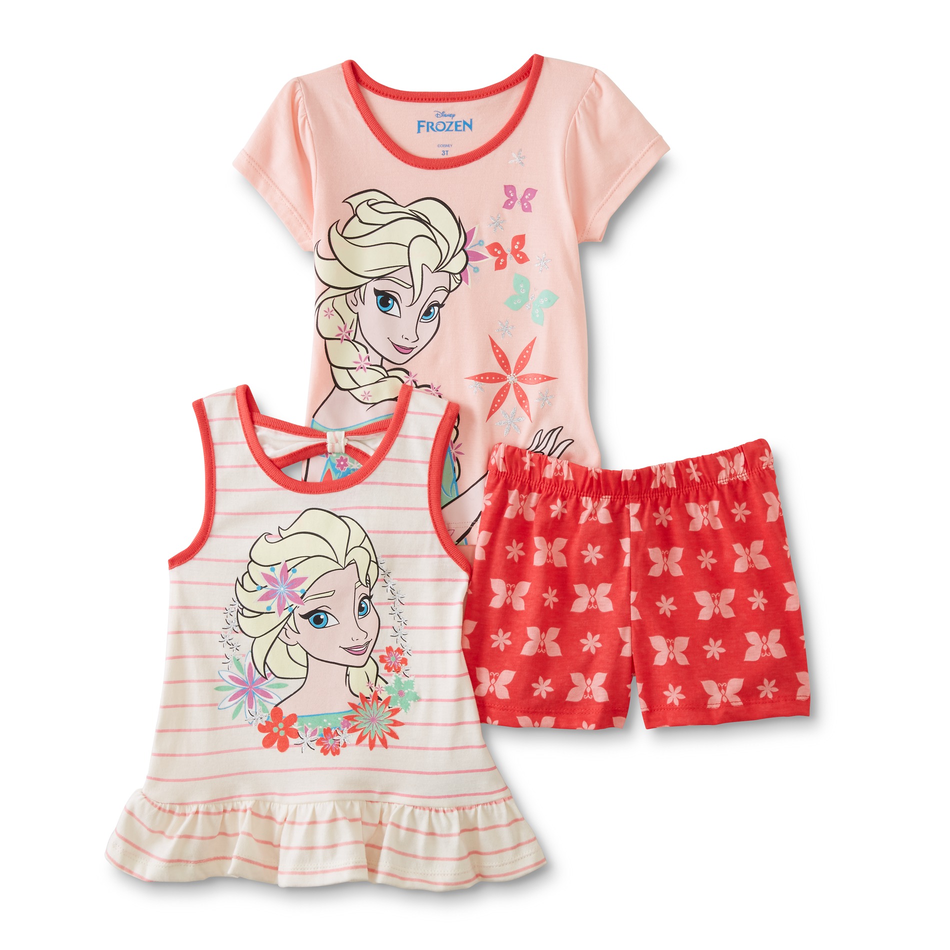 Disney Frozen Toddler Girls' Tank Top, T-Shirt & Shorts