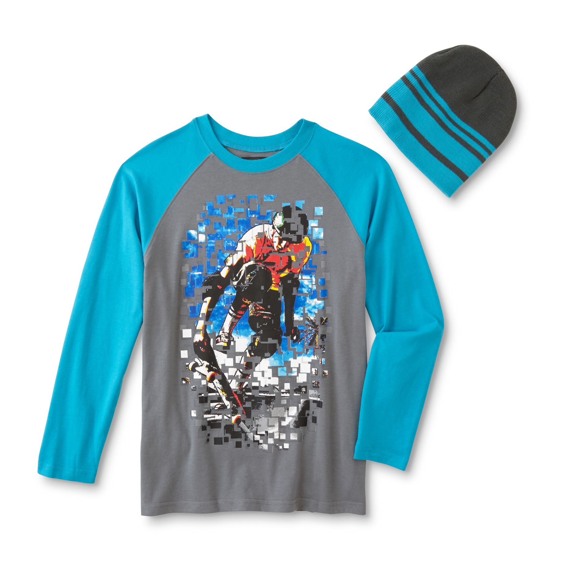 Boys' Graphic T-Shirt & Beanie - Skateboarder