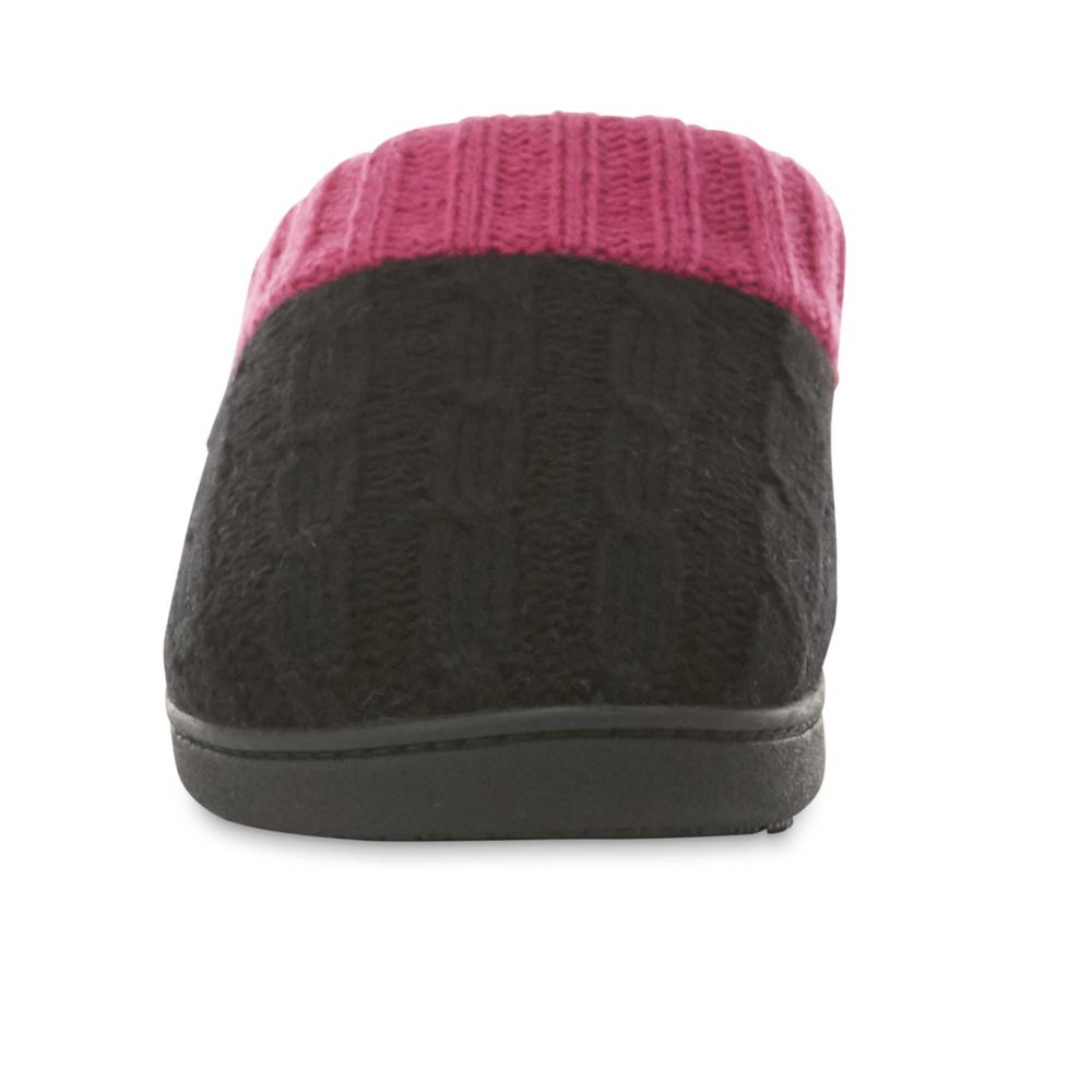 Isotoner Women's Black/Pink Clog Slipper