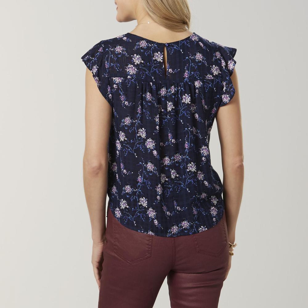 Route 66 Women's Flutter Sleeve Top - Floral