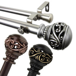 Rod Desyne  1 Inch Adjustable Double Curtain Rod with Isabella Finials