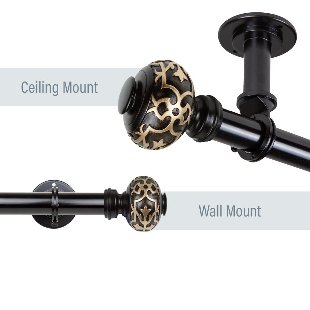 Cambridge & Co.  1 Inch Adjustable Ceiling Curtain Rod/ Room Divider with Arabesque Finials