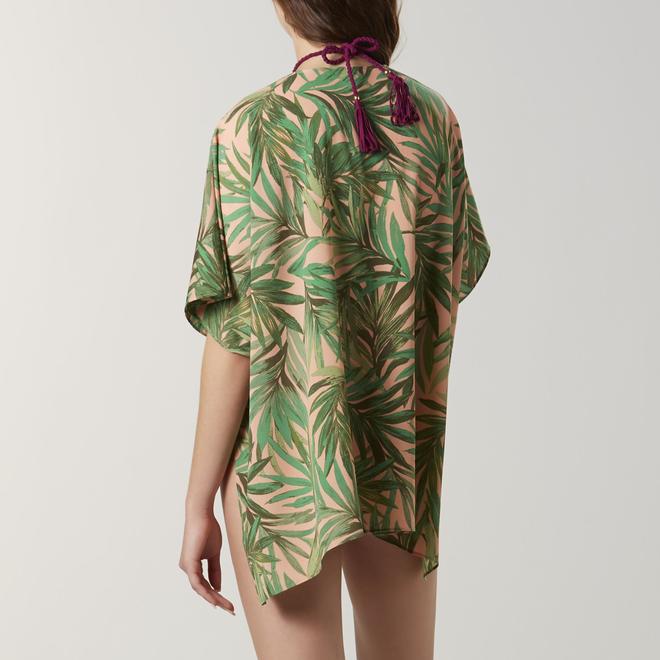 Islander Women's Kimono Swim CoverUp Palm Leaves