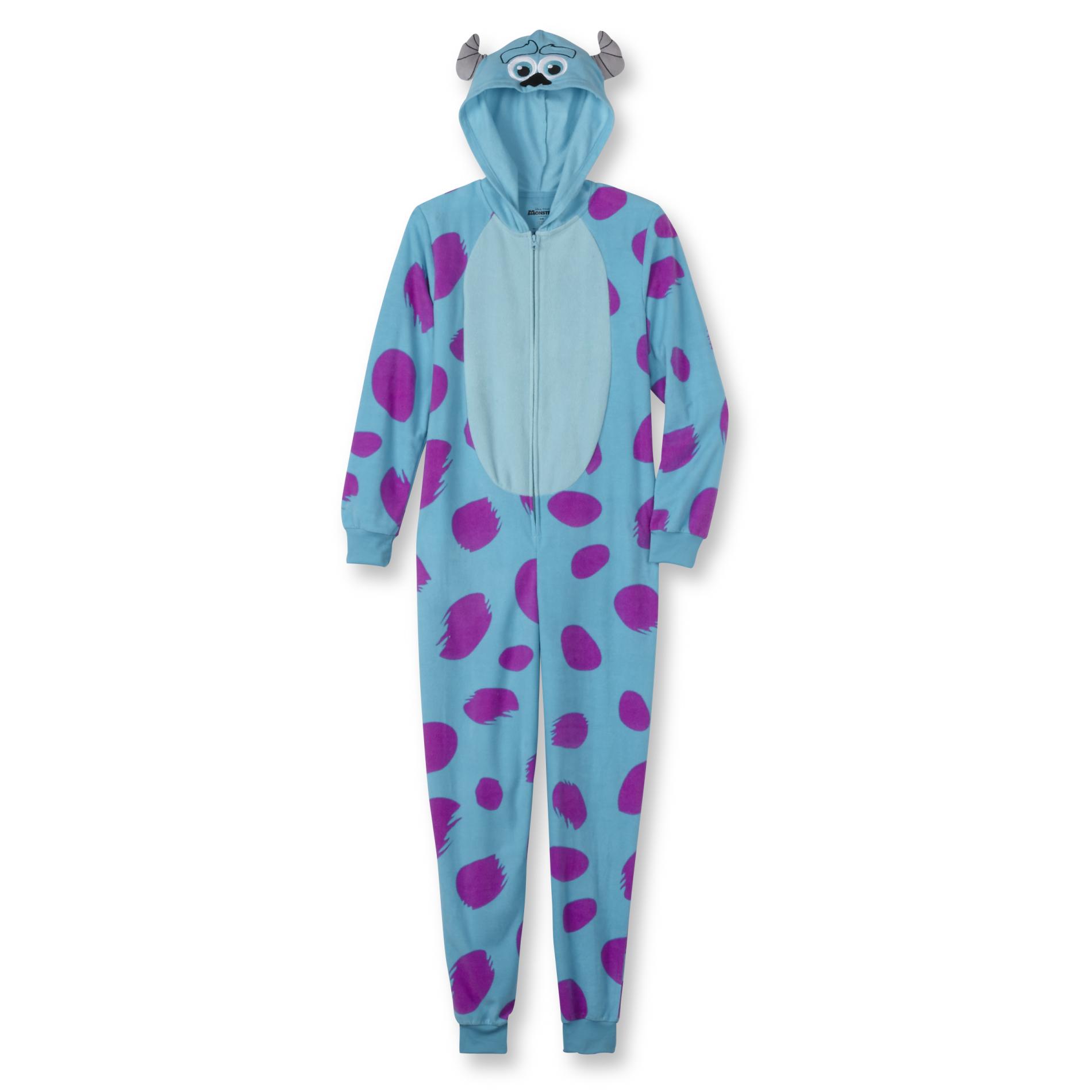 Disney Monsters, Inc. Women's Plus Hooded One-Piece Pajamas - Sulley