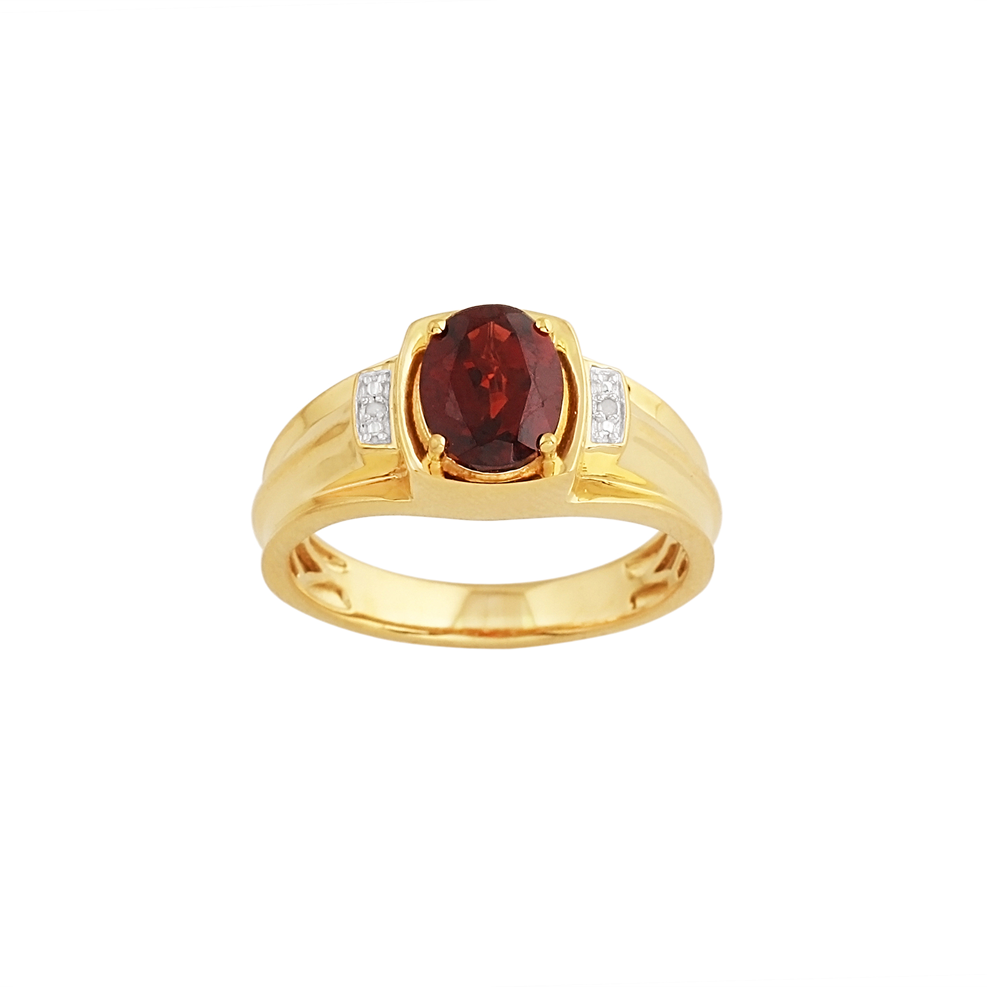 Gold Over Silver Genuine Garnet and Diamond Accent Ring