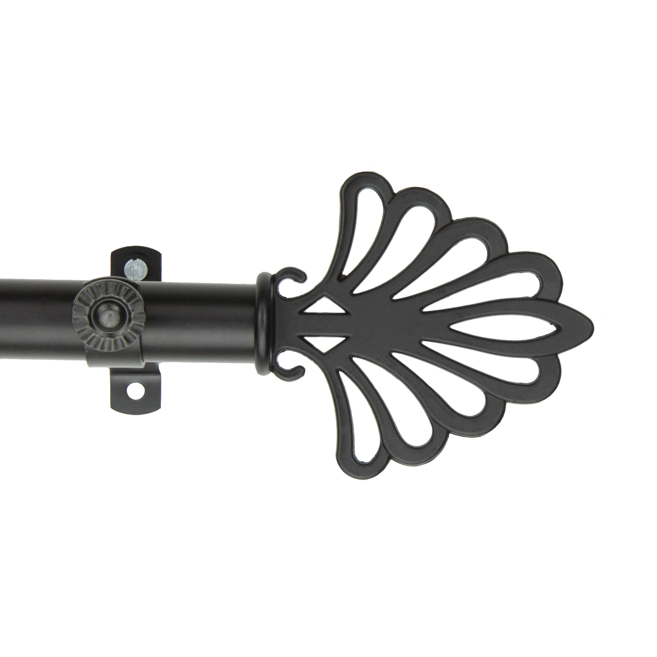 Rod Desyne 3/4 Inch Adjustable Single Curtain Rod with Fan Finials