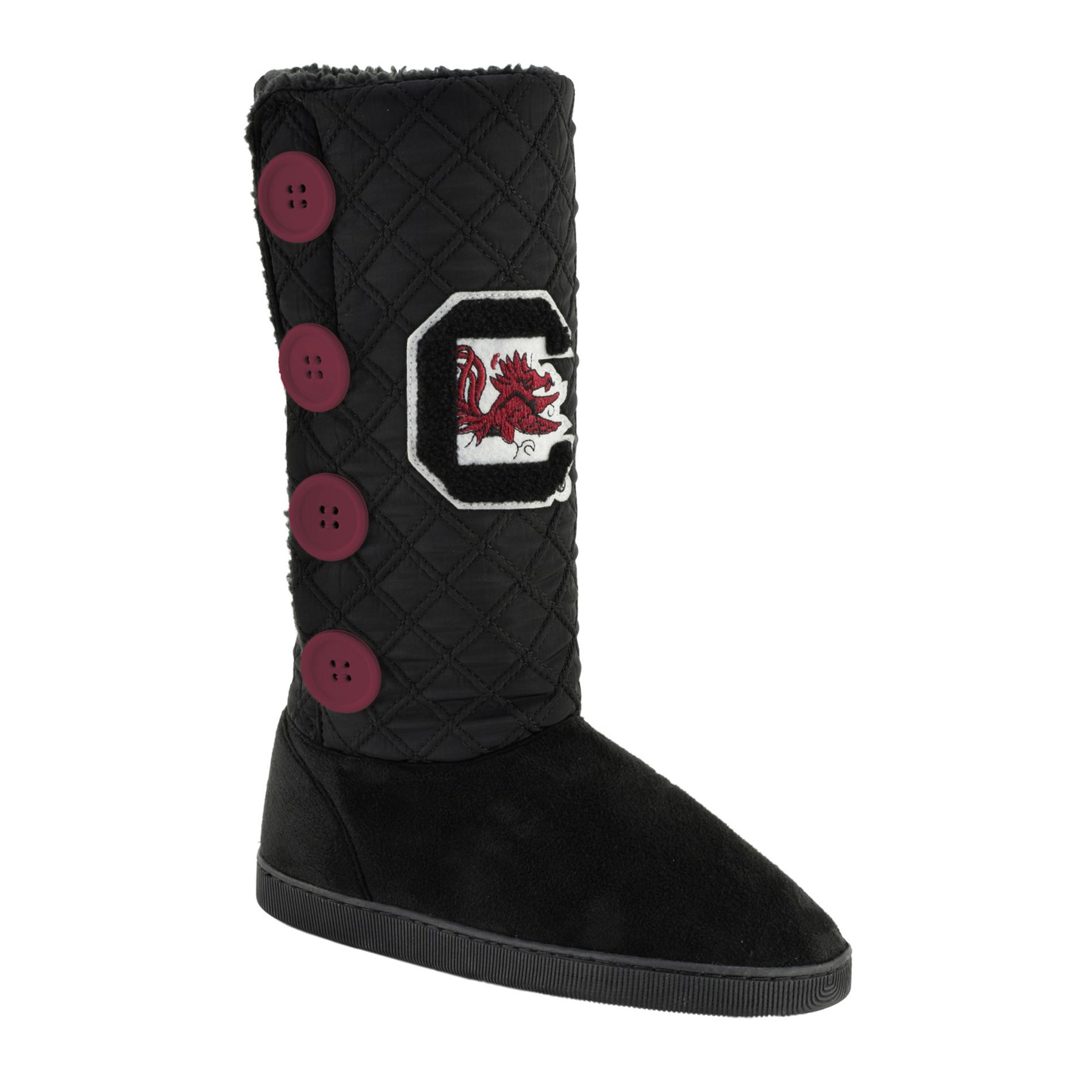 NCAA Women's South Carolina Gamecocks Black/Burgundy Boot Slipper