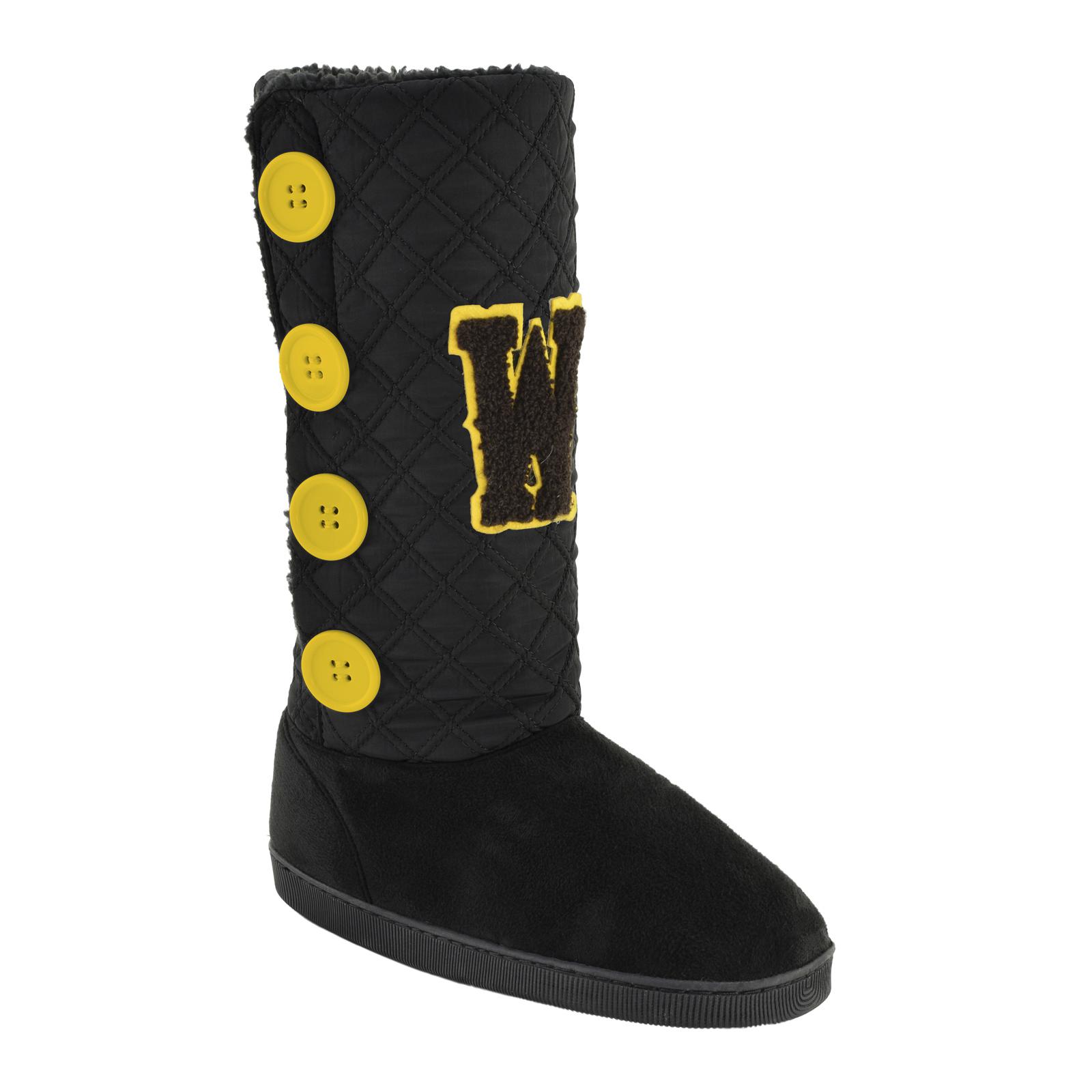 NCAA Women's Wyoming Cowboys Black/Yellow Boot Slipper, Size: Small NCAA Women's Wyoming Cowboys Black/Yellow Boot Slipper, Size: Small