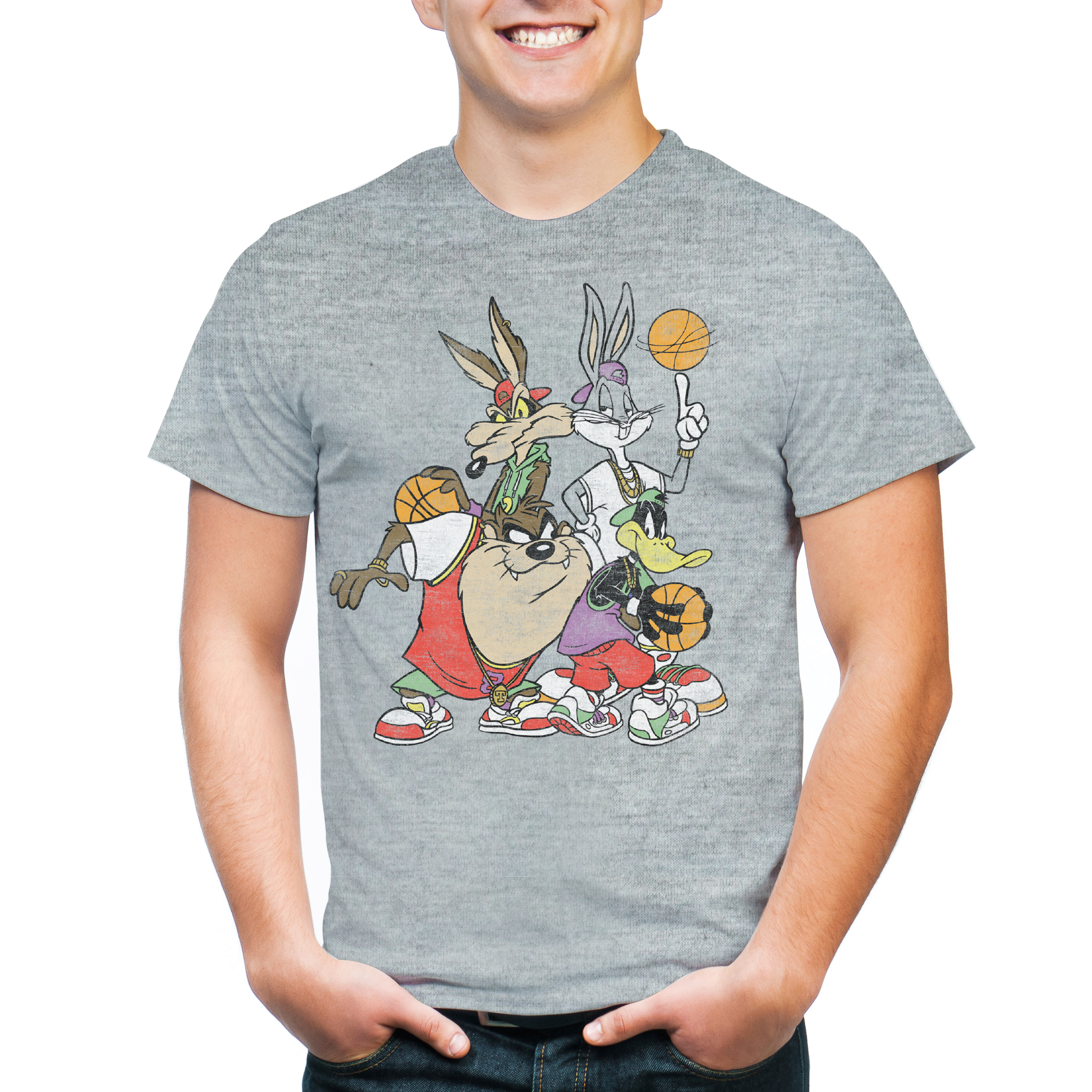 Freeze Looney Tunes Basketball Group Shot Men's Triblend Graphic Tee T-Shirt
