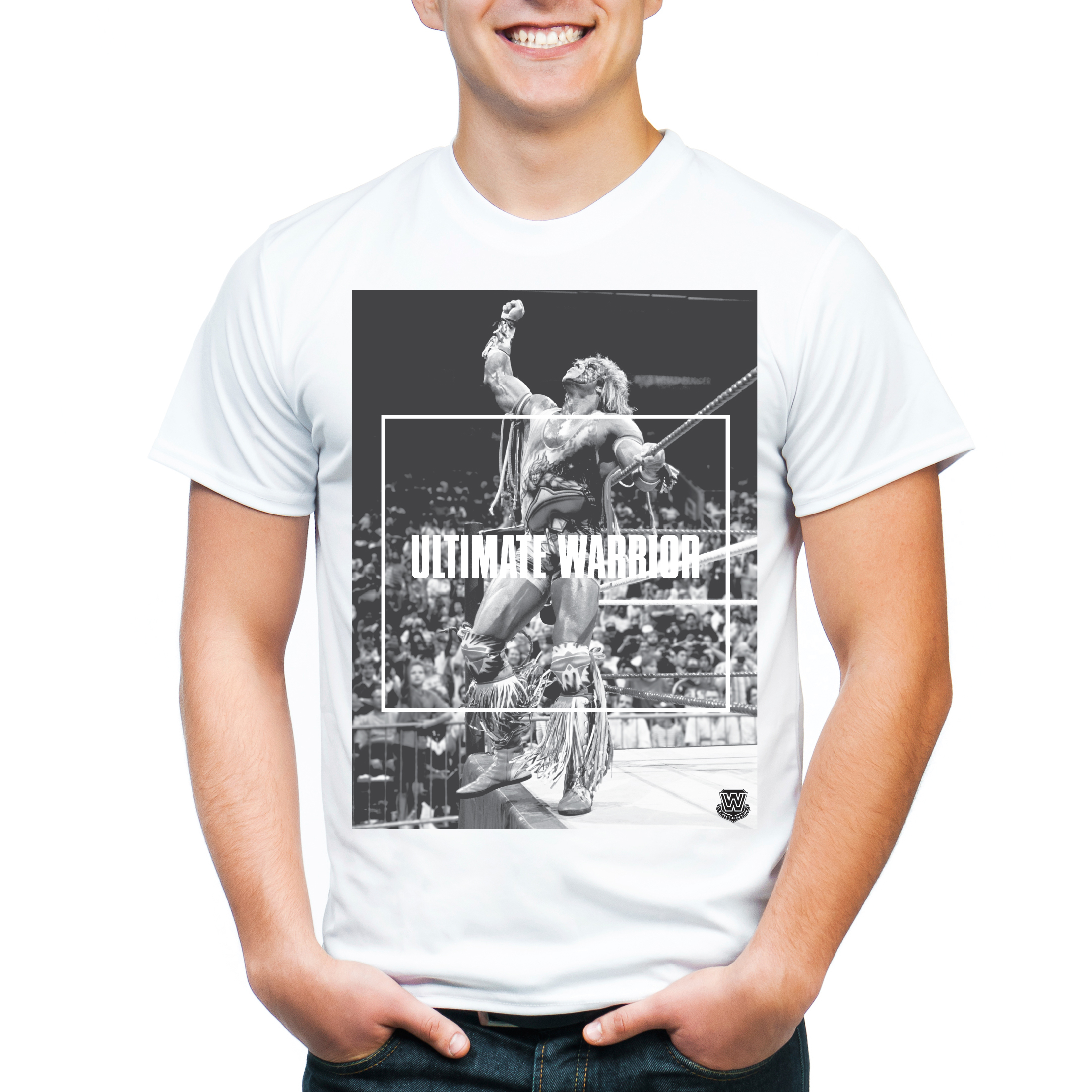 Freeze WWE Ultimate Warrior Still Shot Photo Men's Short Sleeve Graphic Tee T-Shirt