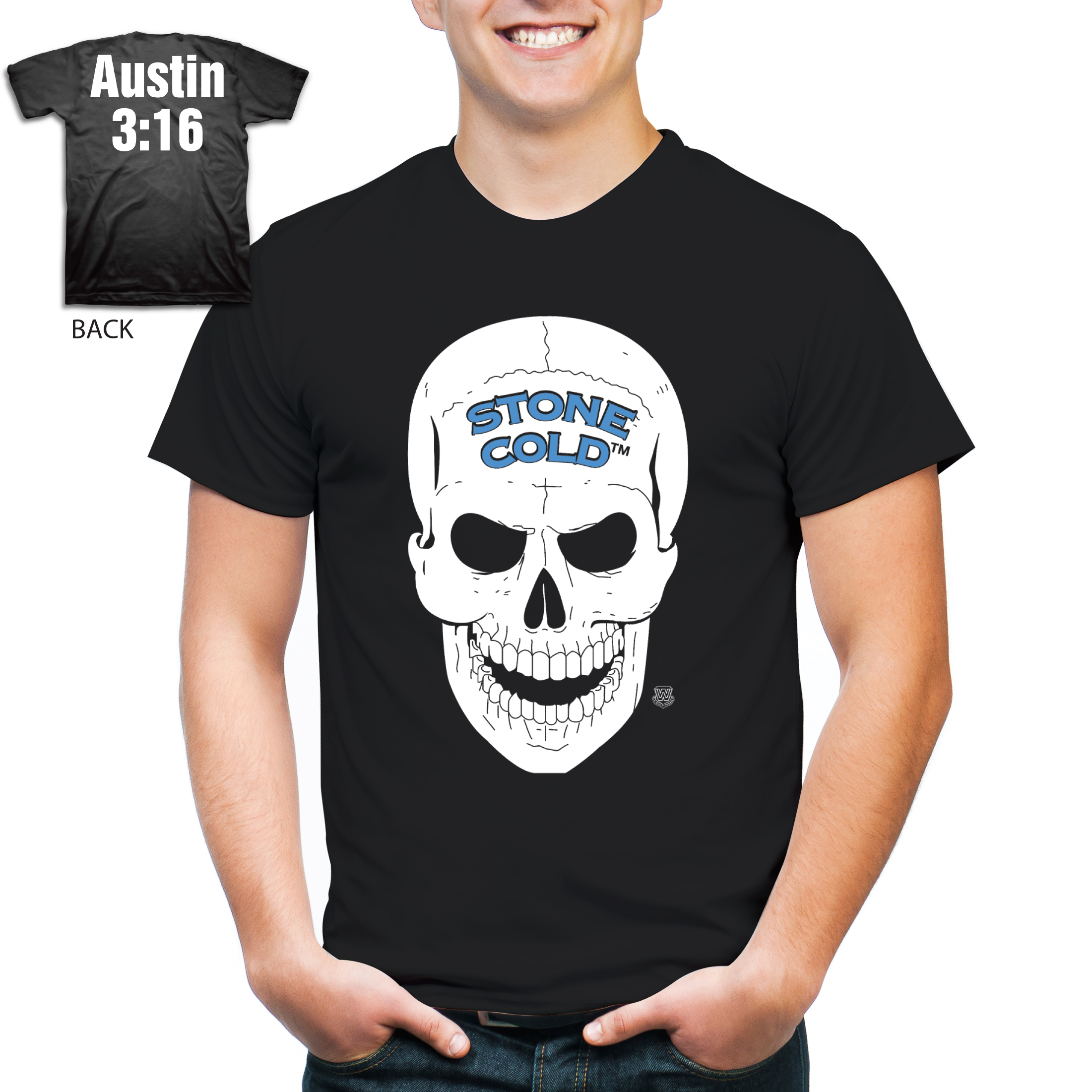 Freeze WWE Stone Cold Skull Men's Short Sleeve Graphic Tee T-Shirt