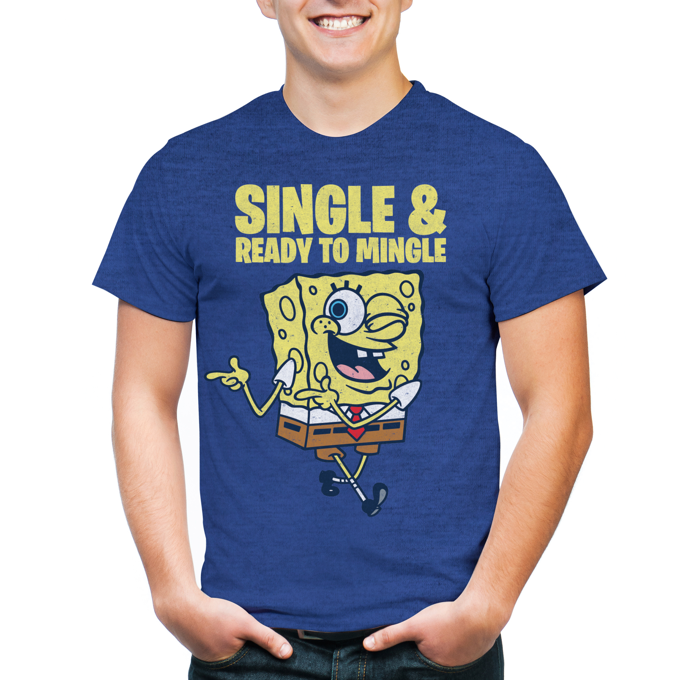 Freeze SpongeBob SquarePants "Single and Ready to Mingle" Men's Short Sleeve Graphic Tee T-Shirt