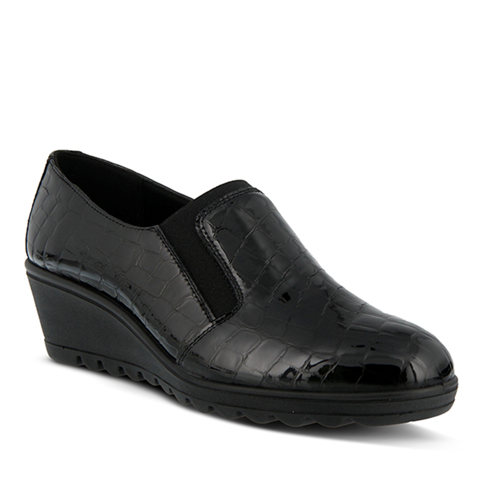 Flexus Women's Maiana Black Croco Slip-On Shoe