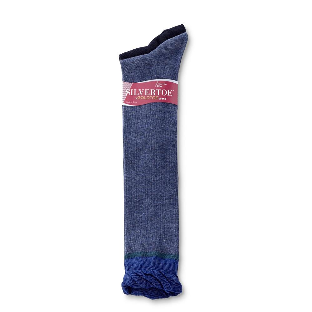Silvertoe Women's 2-Pairs Knee-High Boot Socks - Solid & Colorblock