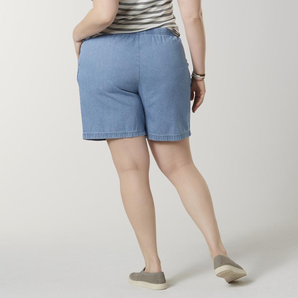 Basic Editions Women's Plus Stretch Waist Denim Shorts