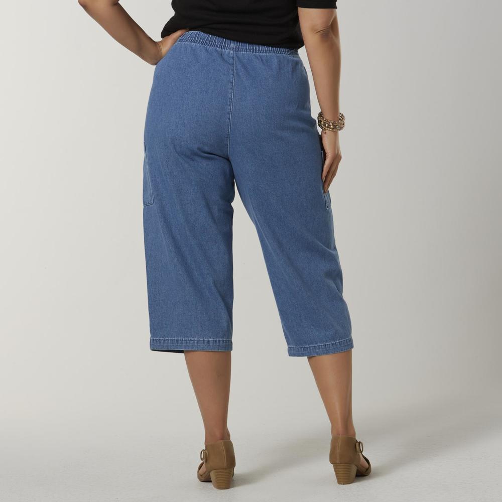 Laura Scott Women's Plus Denim Capri Cargo Pants