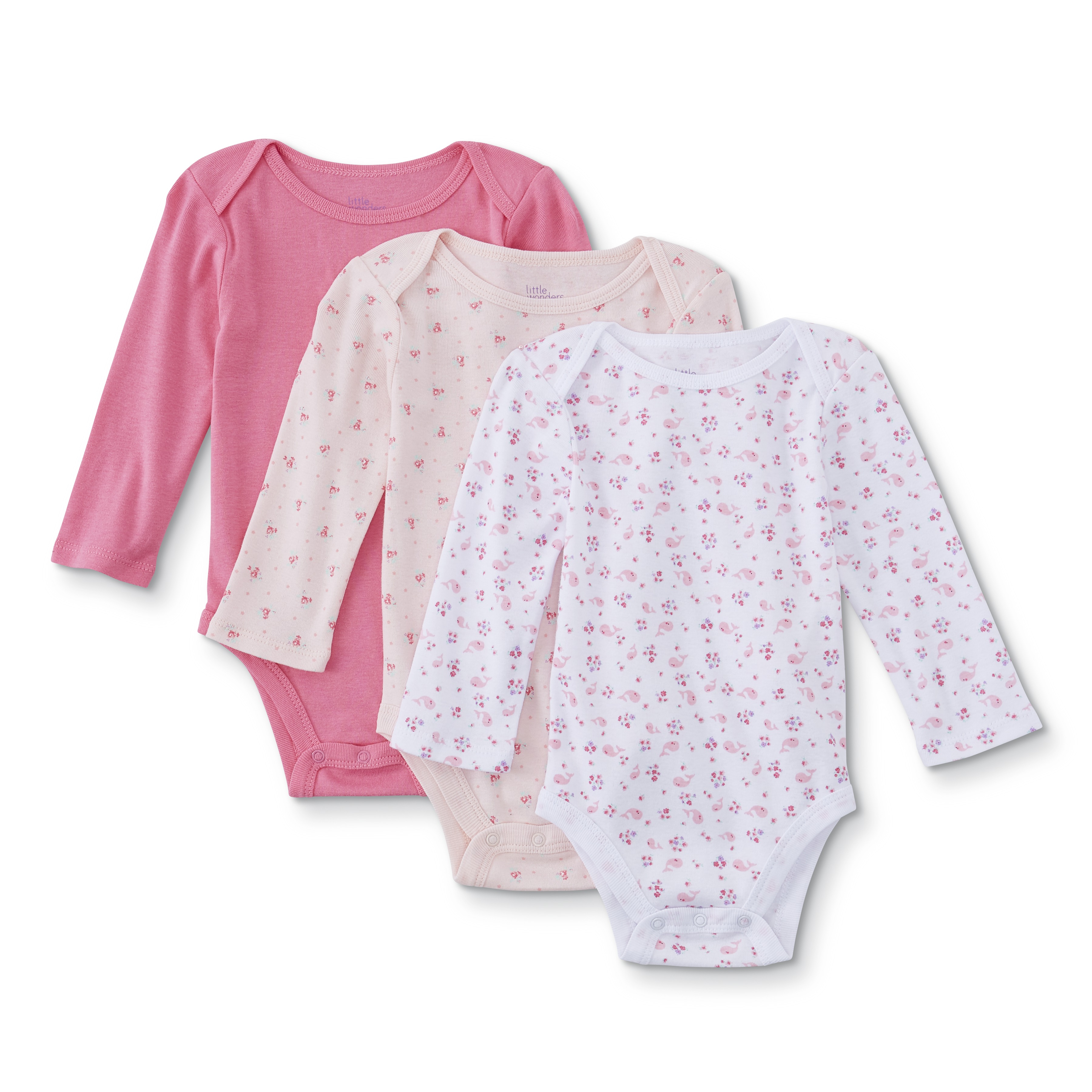 Little Wonders  Infant Girls' 3-Pack Long-Sleeve Bodysuits - Whale