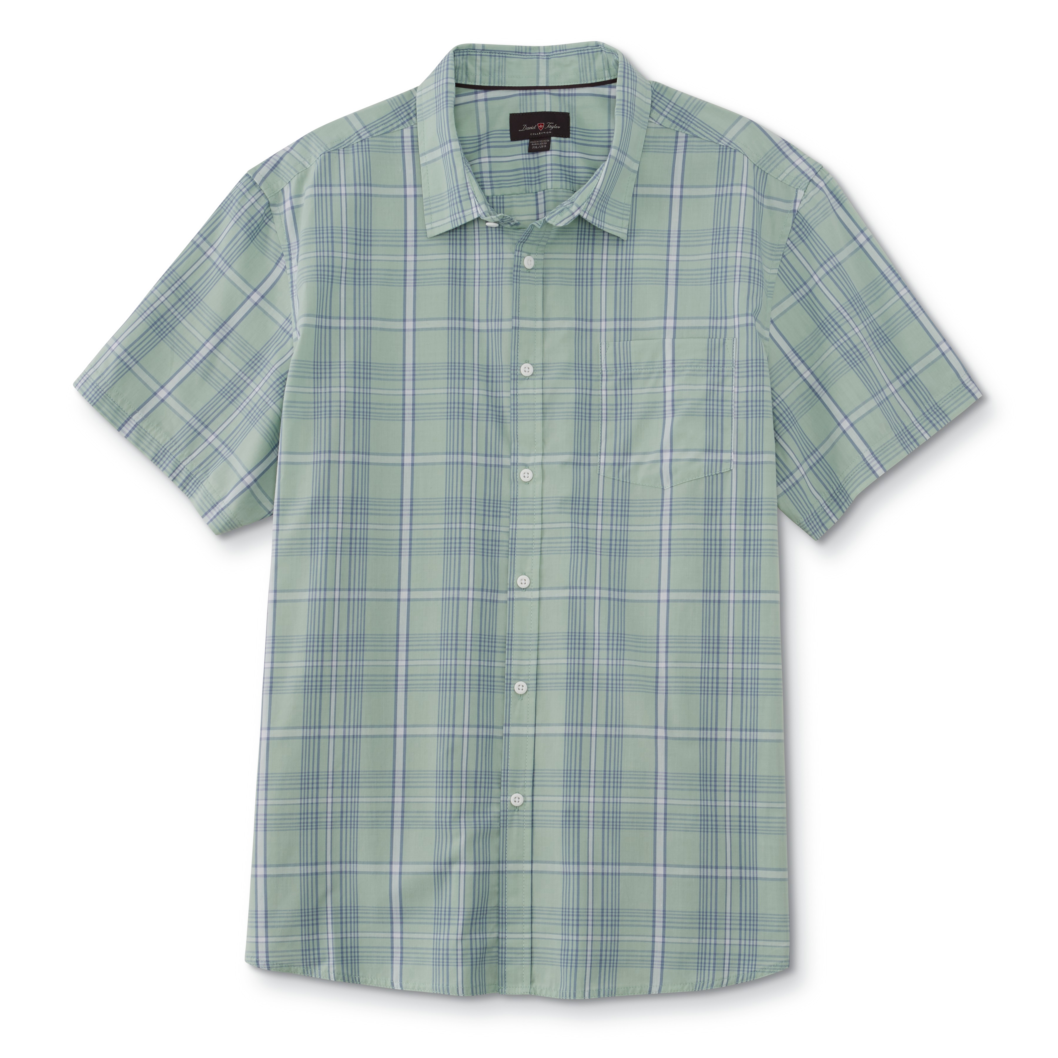 David Taylor Collection Men's Short-Sleeve Oxford Shirt - Plaid