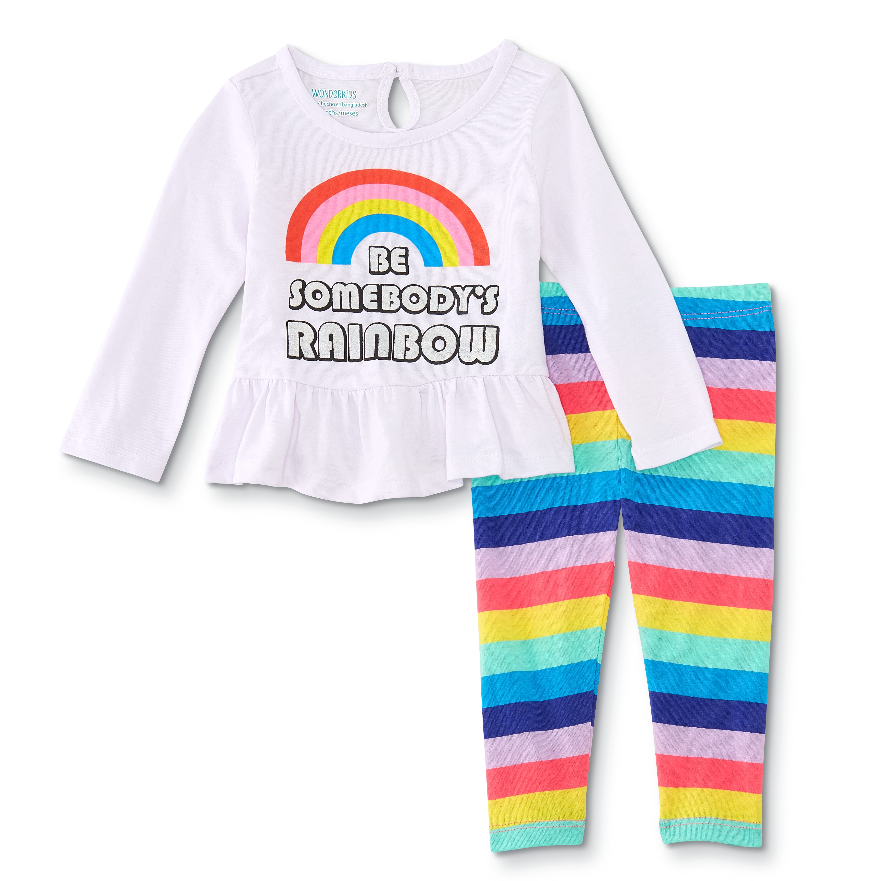 WonderKids Infant & Toddler Girls' Long-Sleeve Top & Leggings - Be Somebody's Rainbow
