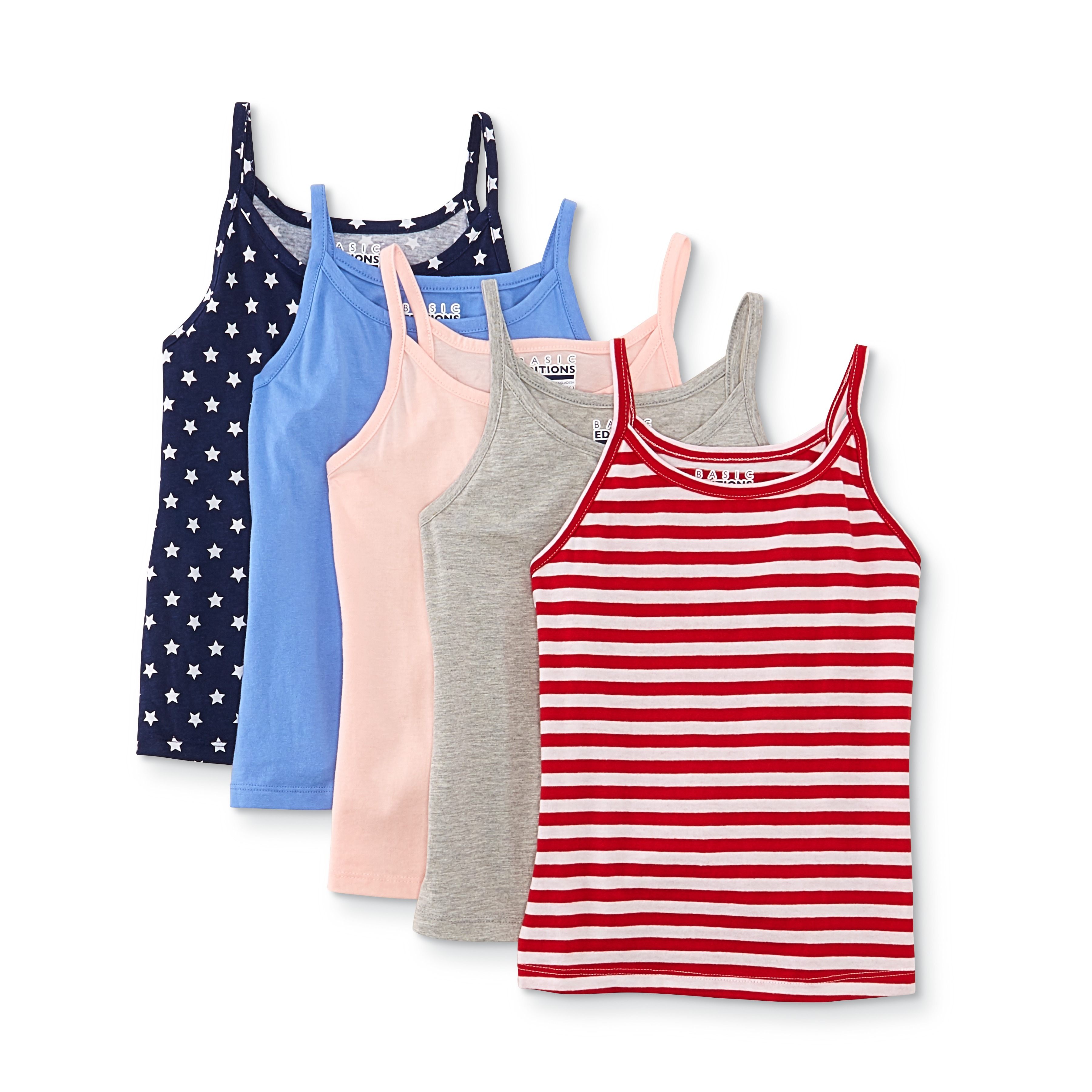 Basic Editions Girls' Plus 5-Pack Tank Tops - Assorted