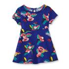 Toddler Infant Summer Fitted Floral Print Short Sleeves Sleeves Fit-and-Flare Skater Dress