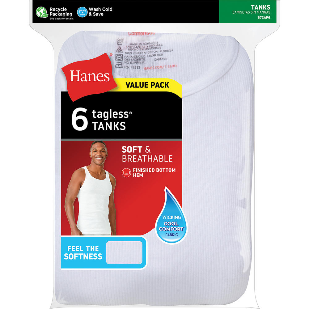 Hanes Men’s Tanks 6 Pk ComfortSoft Tagless