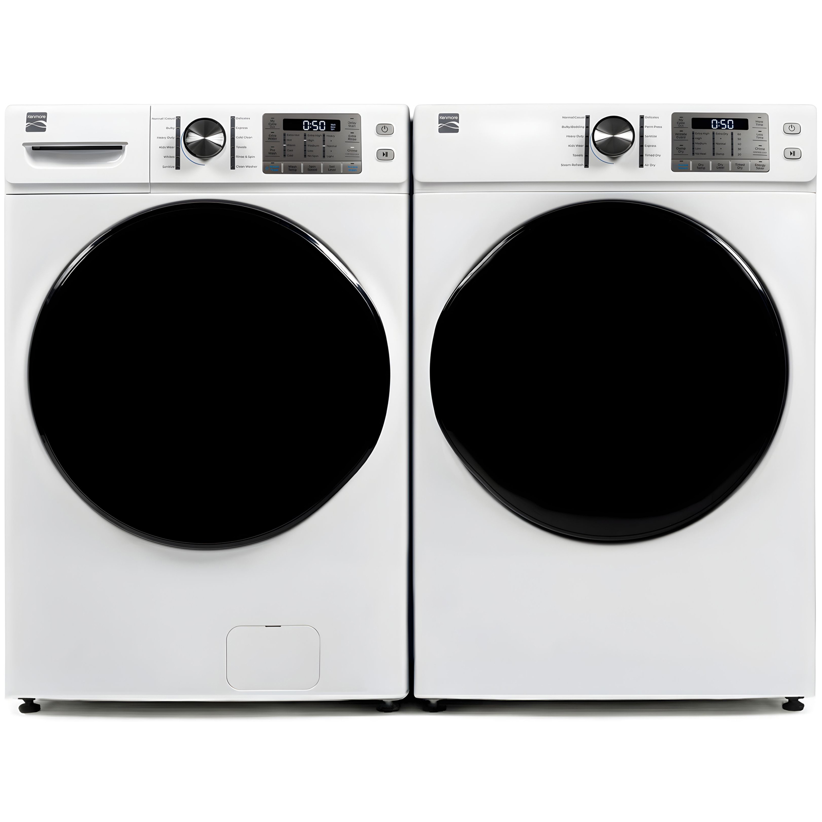Front Load Electric Washer and Dryer Bundle w/ Steam  White