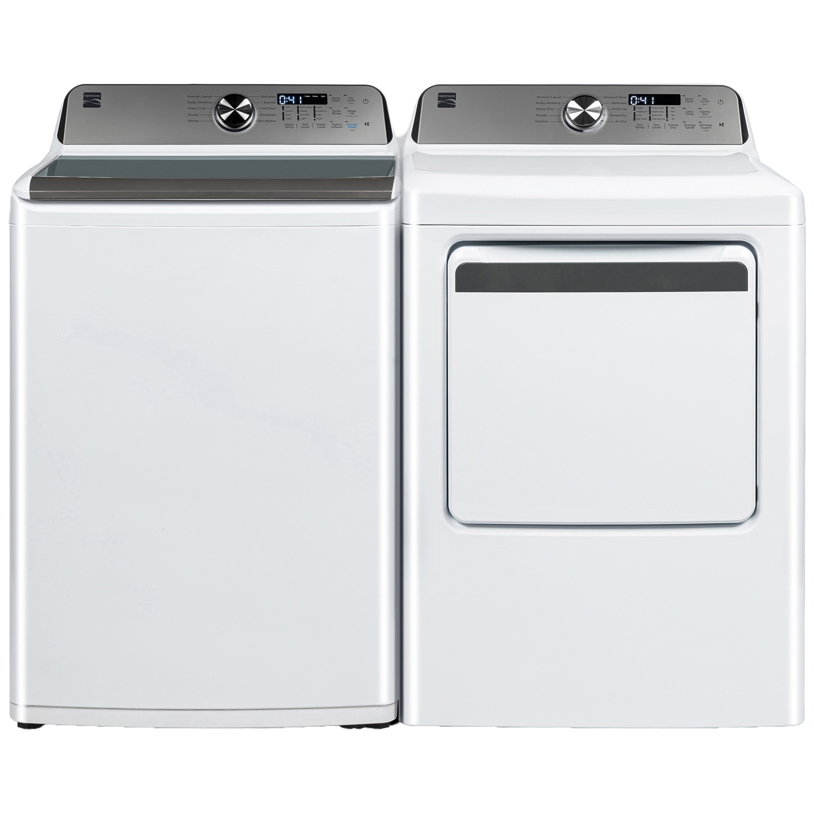 Top Load Electric Washer and Dryer Bundle w/ Steam  White