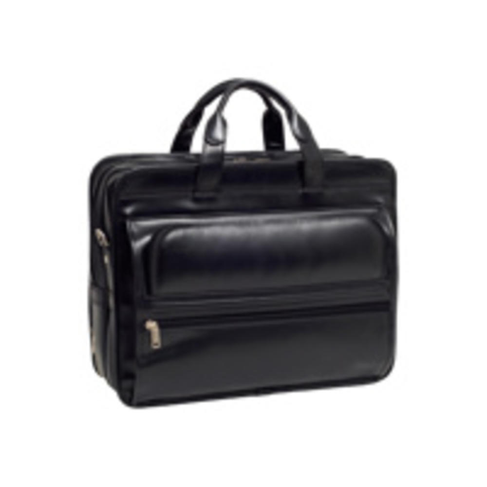 McKlein&reg; Elston 86485 black leather double compartment laptop case