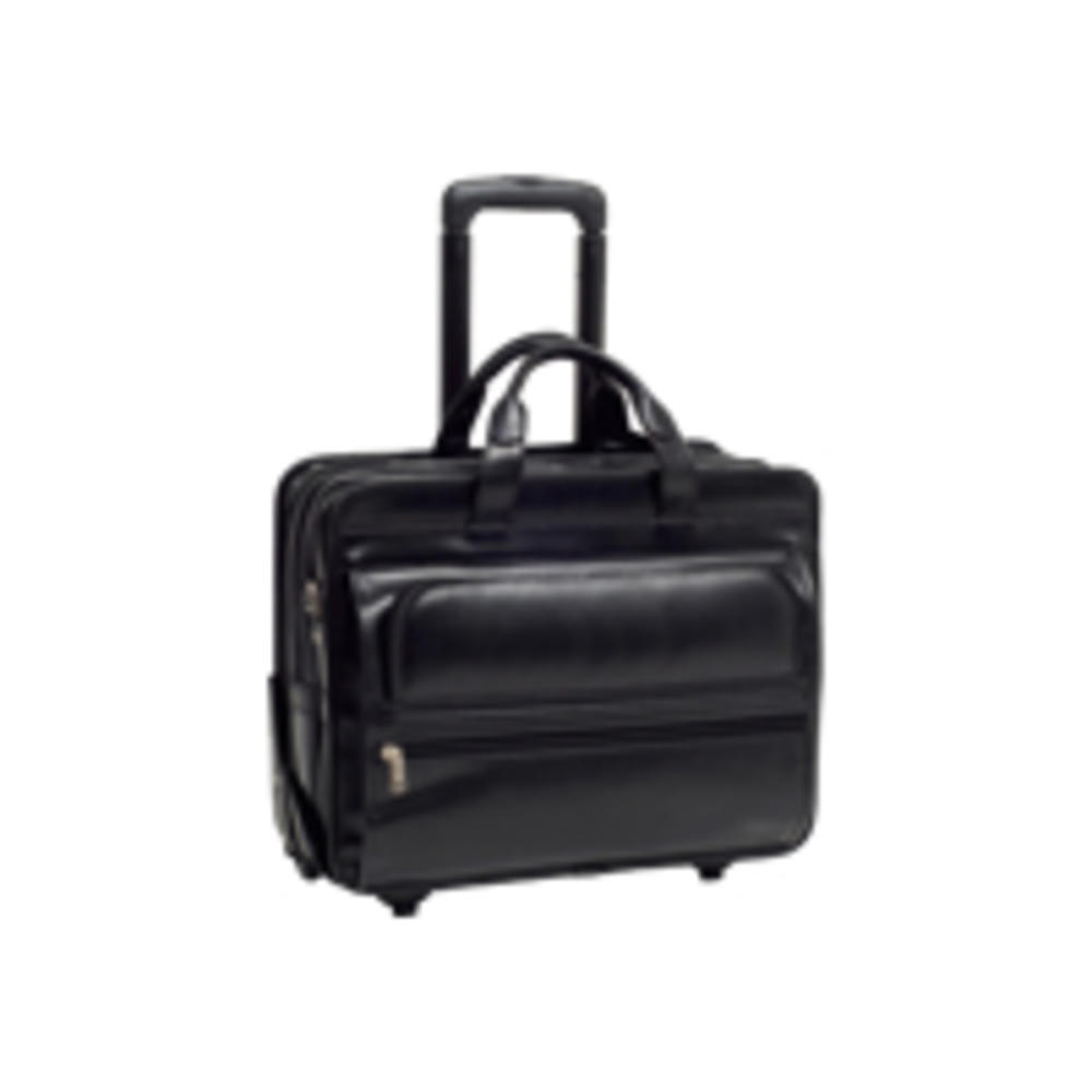 McKlein&reg; Franklin 86445 Black Leather 17 Detachable Wheeled Laptop Case US